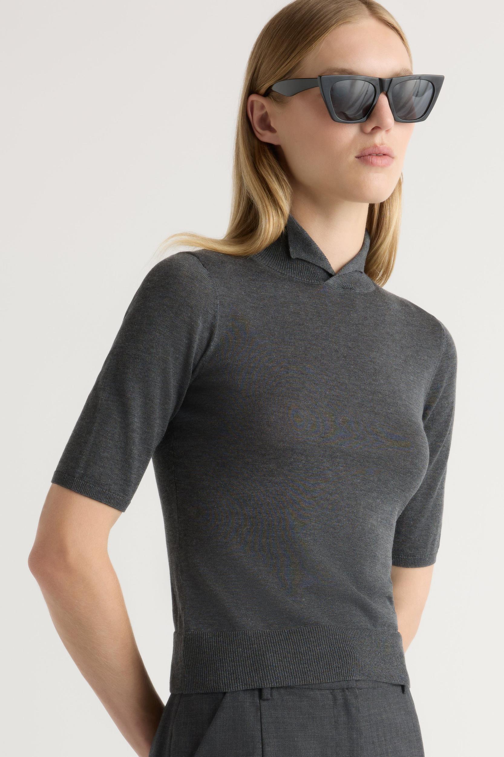 Gia Cotton-Silk Turtleneck Knit Top Product Image