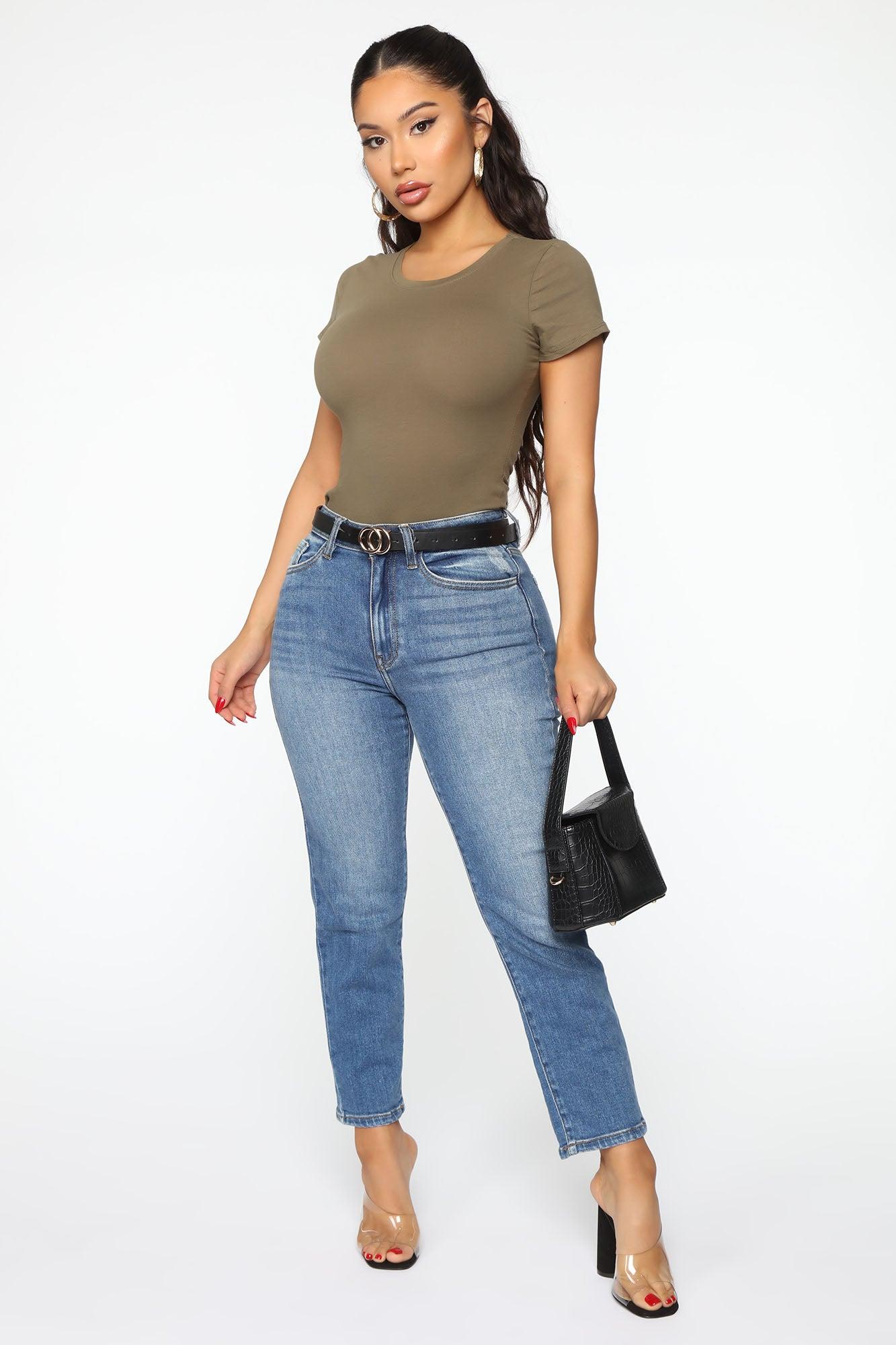 Leanne Crew Neck Bodysuit - Olive Product Image