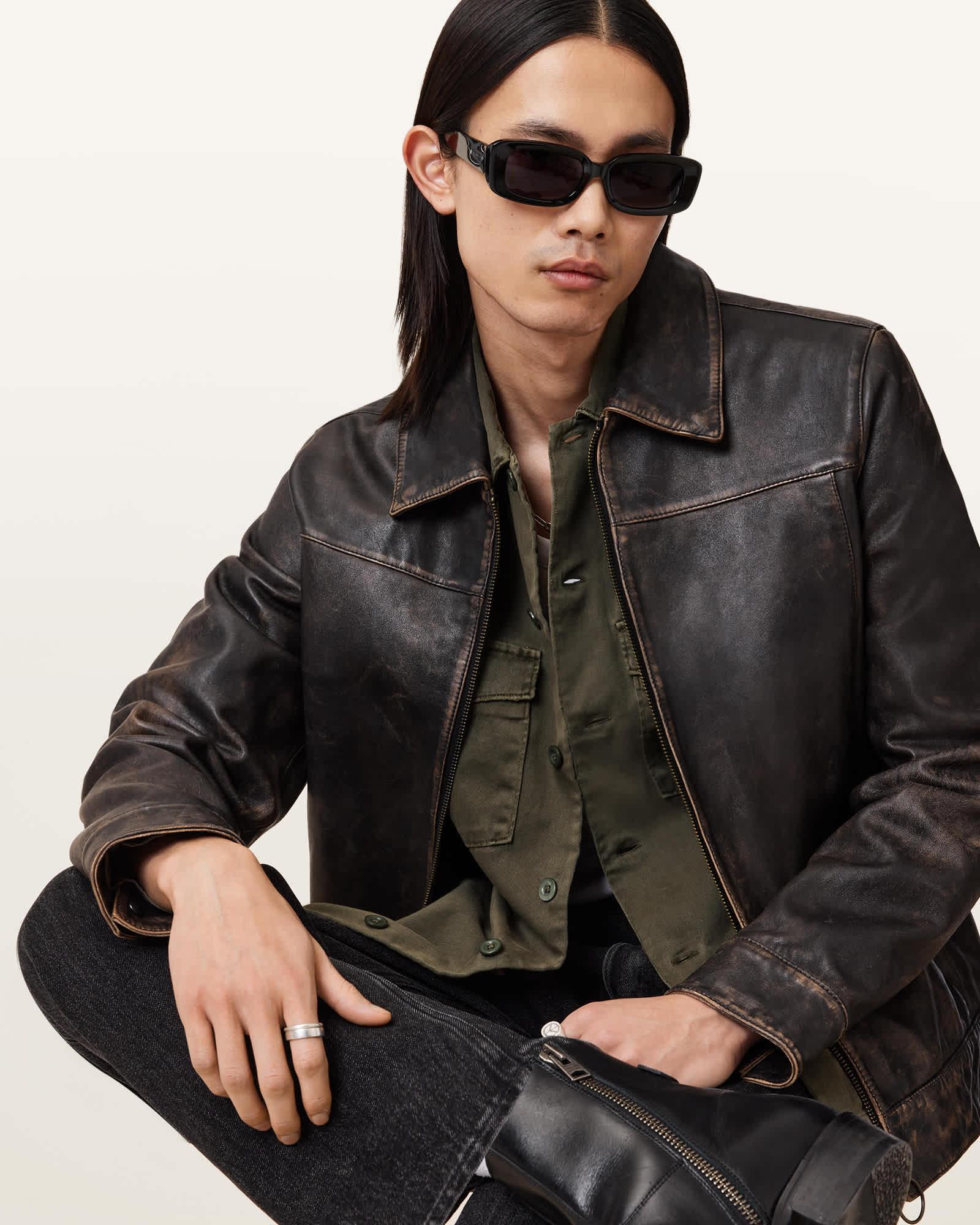 Spotter Slim Fit Overshirt CARGO GREEN | ALLSAINTS US Product Image