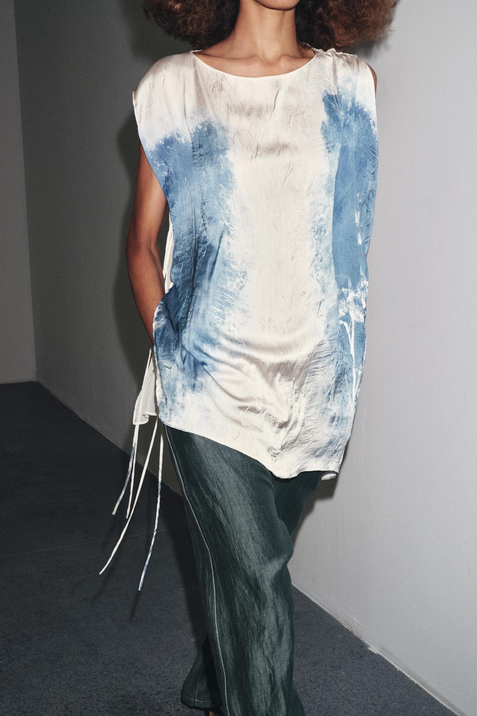 LINEN PANTS WITH CONTRAST STITCHING Product Image