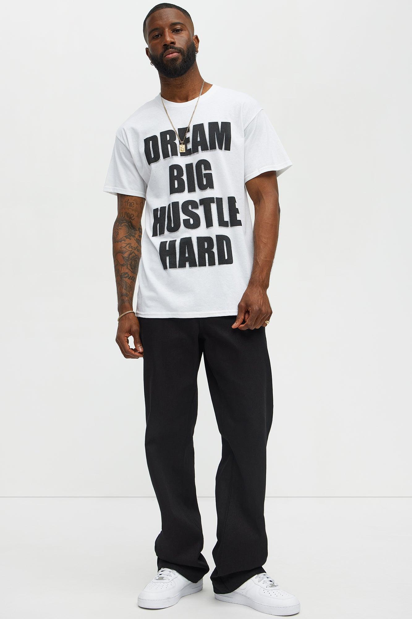 Dream Big Hustle Hard Short Sleeve Tee - White Male Product Image
