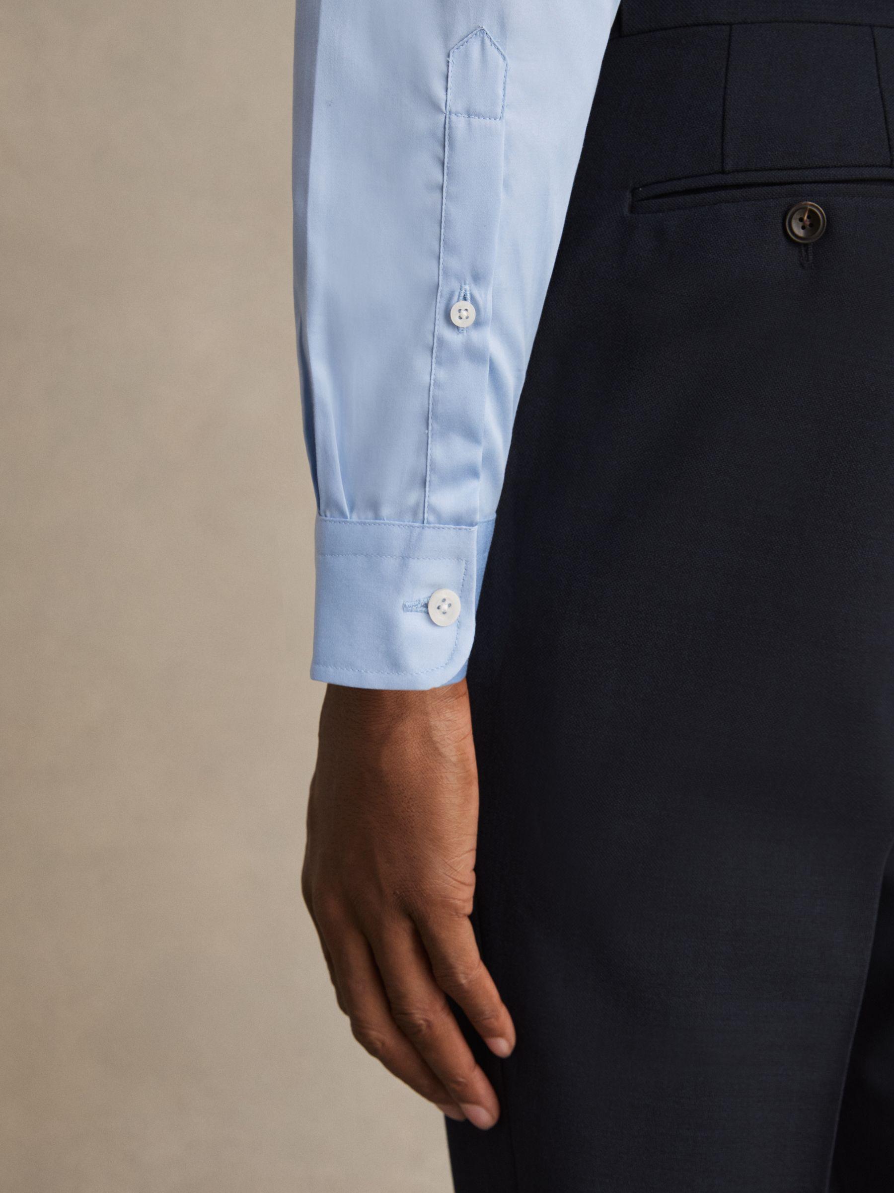 Cotton Sateen Shirt in Blue Stripe Product Image