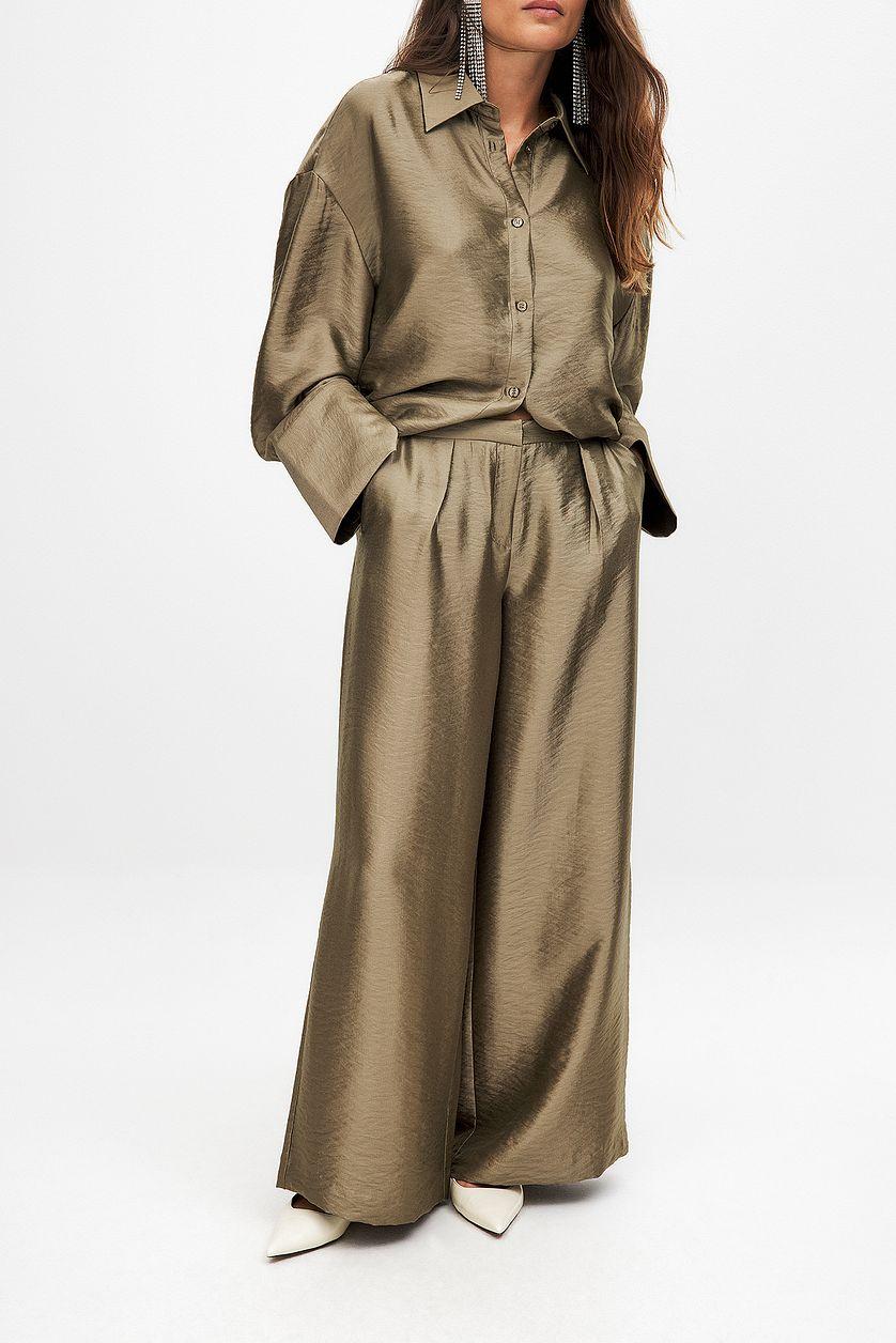 Shiny Mid Waist Pants Product Image