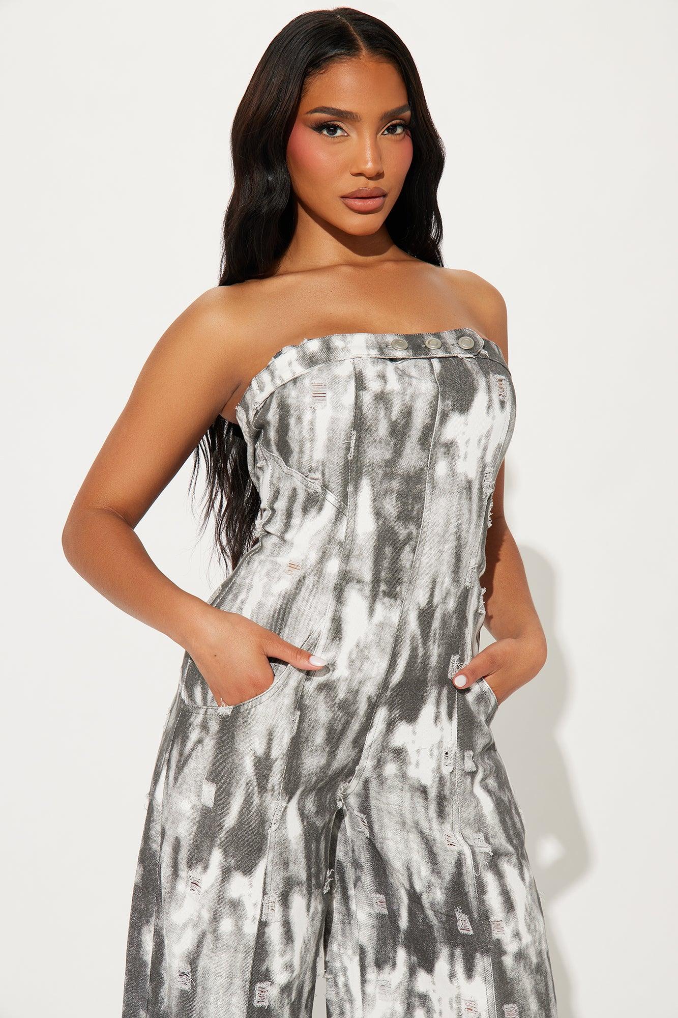 The Only Reason Denim Jumpsuit  - Grey Product Image