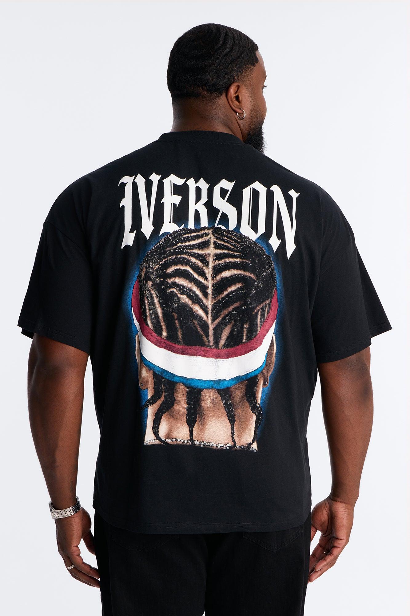 Allen Iverson Vintage Oversized Short Sleeve Tee - Black Male Product Image