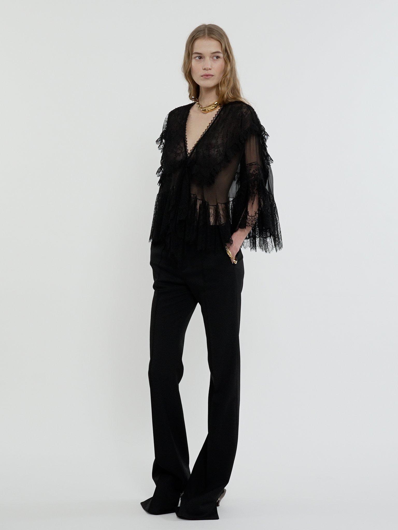 Broken-heel slim pants in wool grain de poudre Product Image