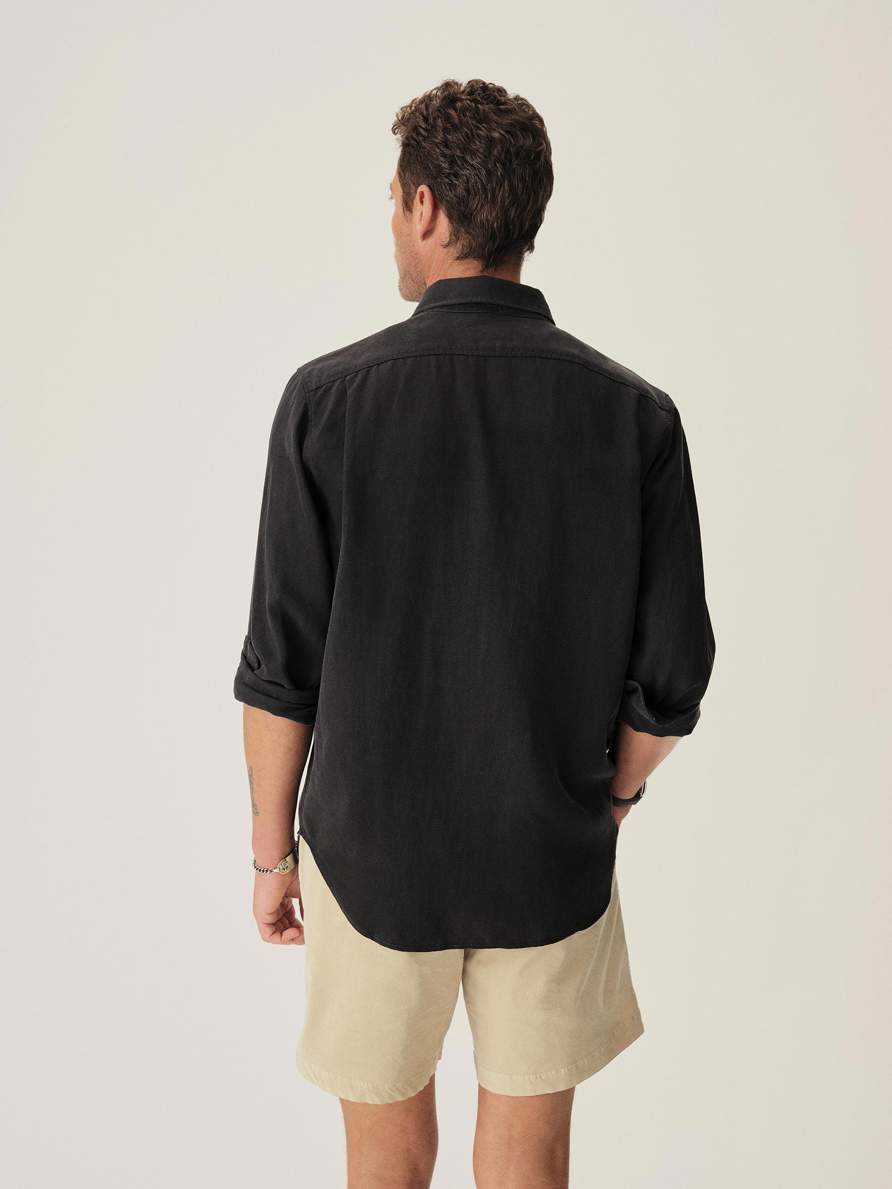 Faded Black Draped Linen Lounge Lizard Shirt Product Image