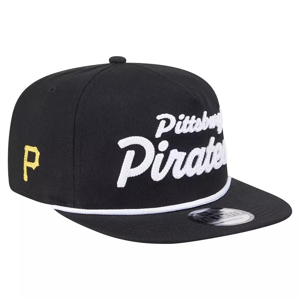 Men's New Era Black Pittsburgh Pirates Team Text Golfer Snapback Hat Product Image