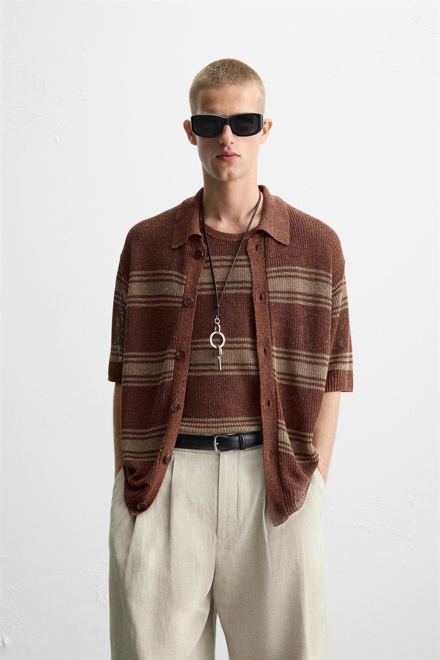 LINEN VISCOSE KNIT SHIRT Product Image