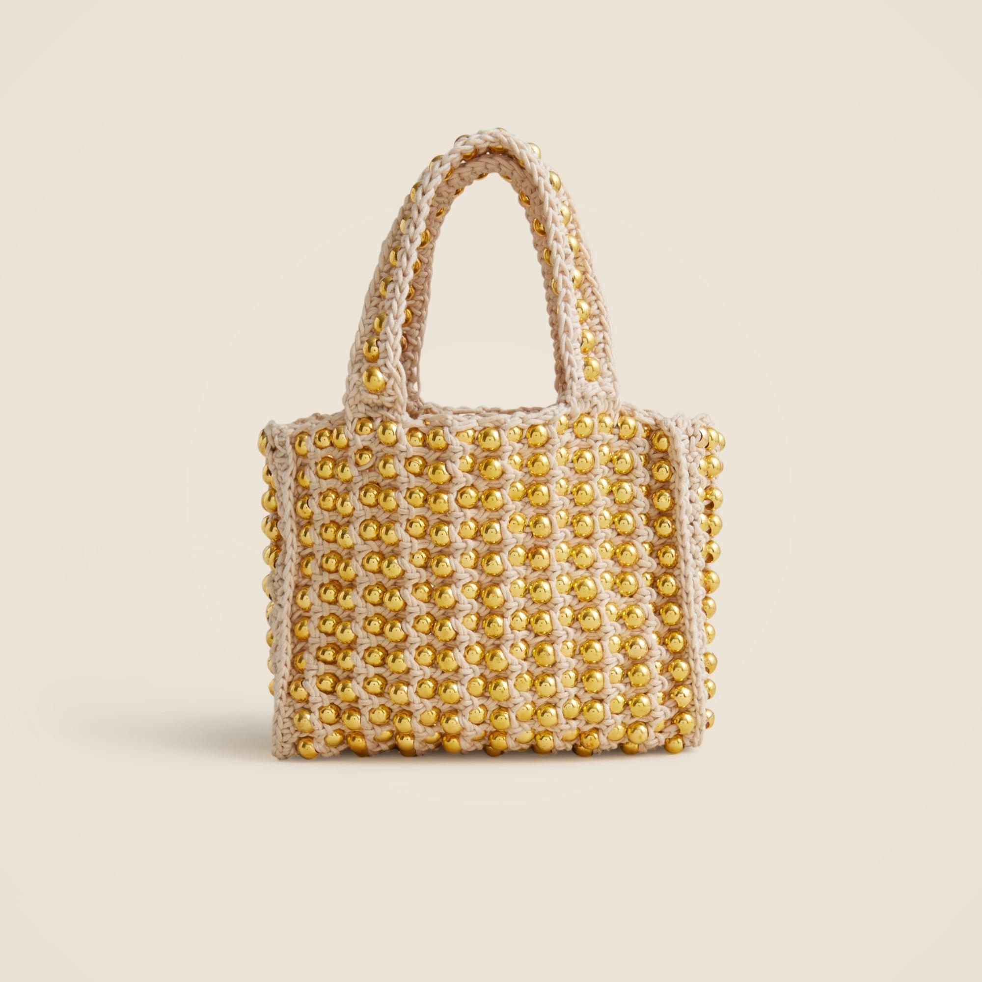 Small handknotted crochet bag with beads Product Image