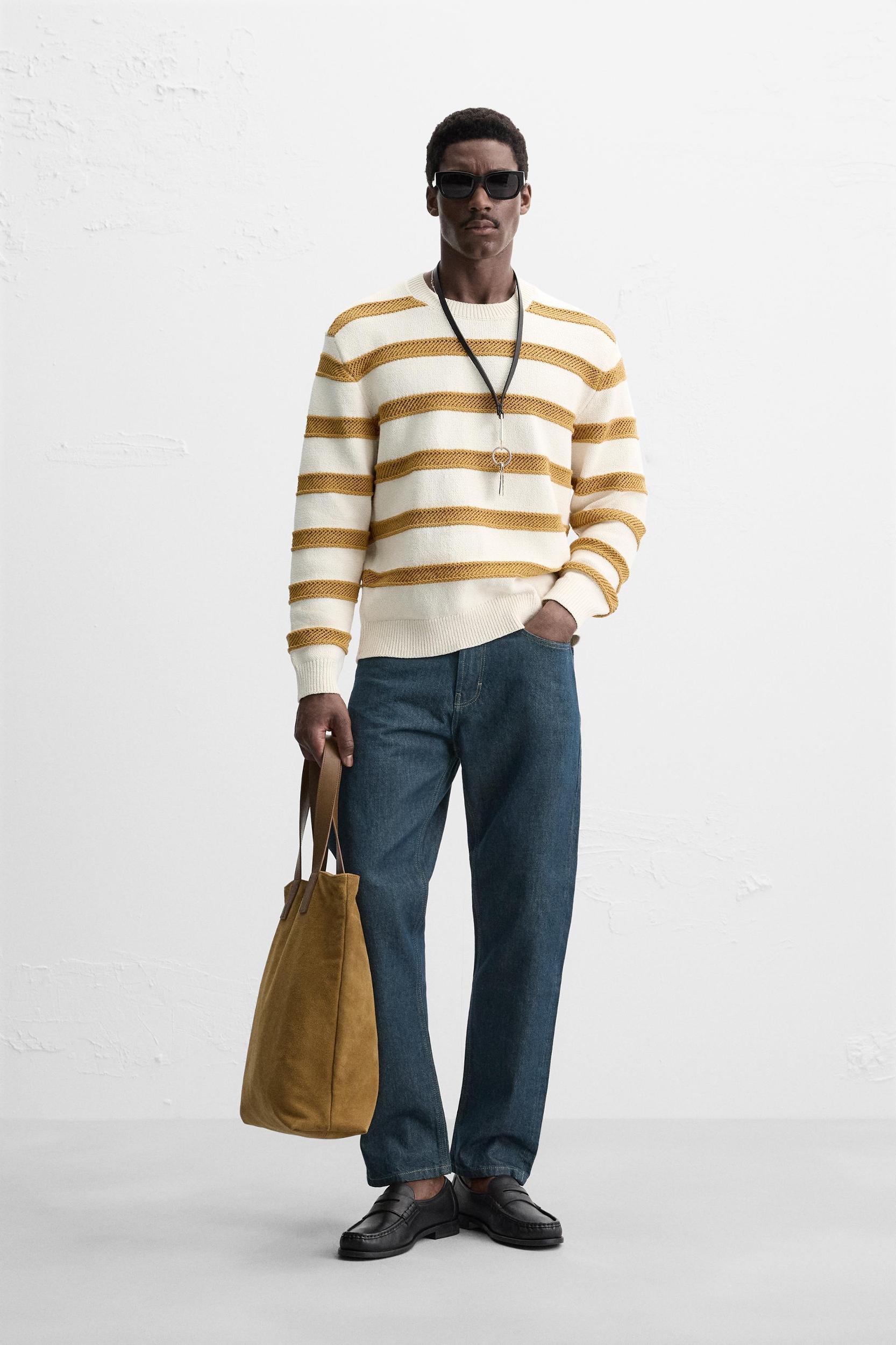 OPENWORK TEXTURED STRIPE SWEATER Product Image