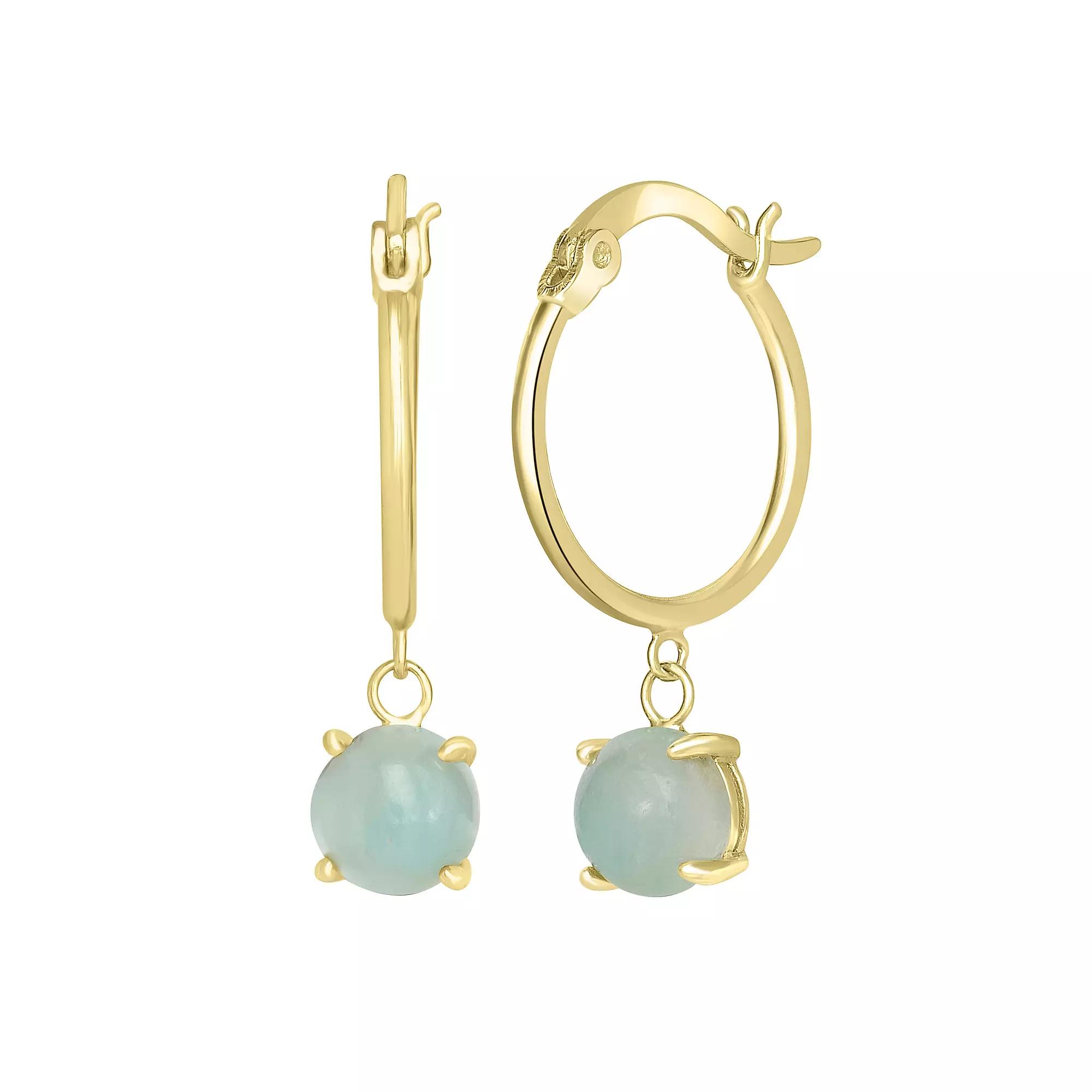 Gemistry 14k Gold Over Sterling Silver Stone Drop Hoop Earrings, Women's, Purple Product Image