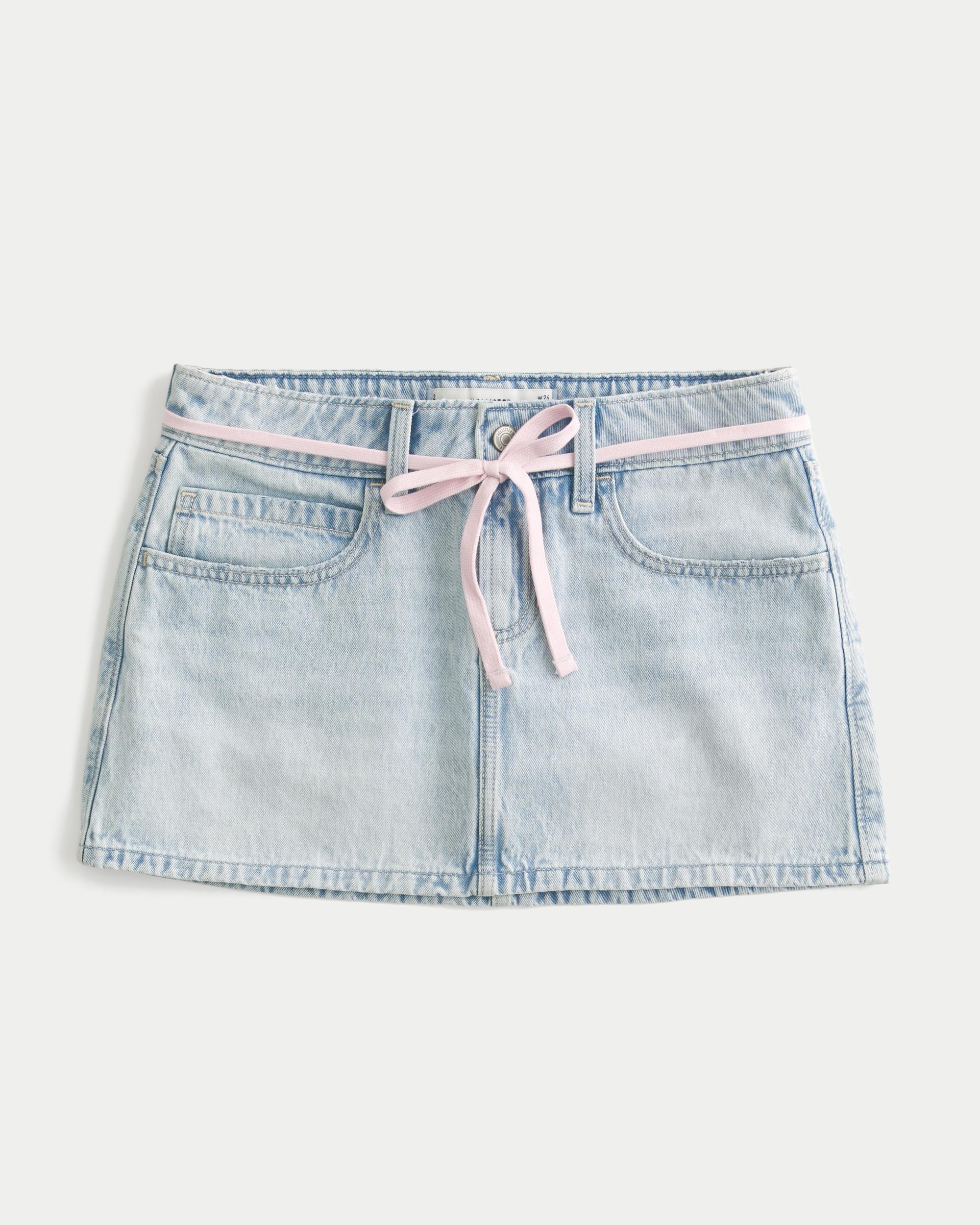 Low-Rise Pink Denim Mini Skort Product Image