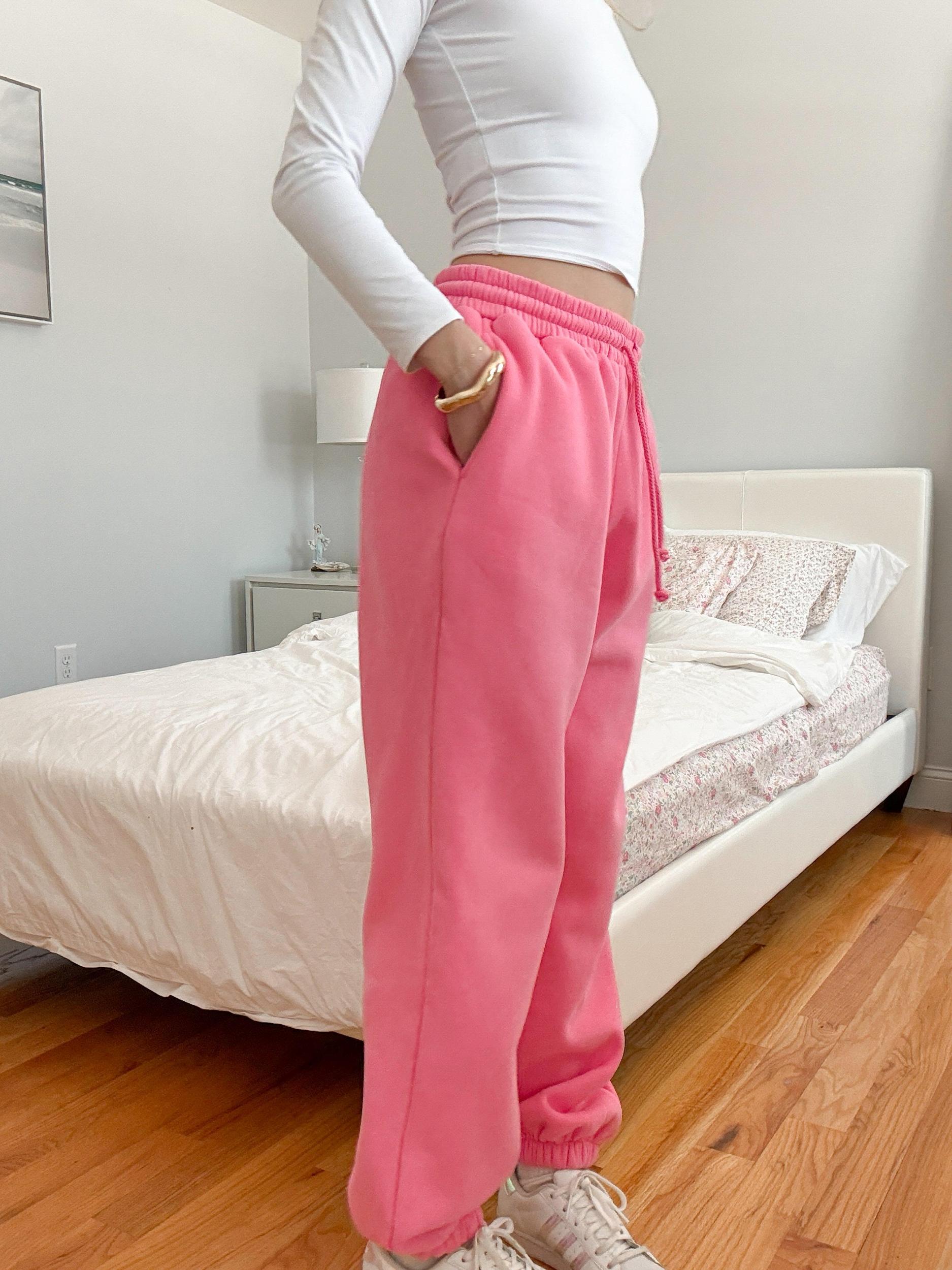 Hibiscus Pink Basic Blank Jogger Sweatpants Product Image