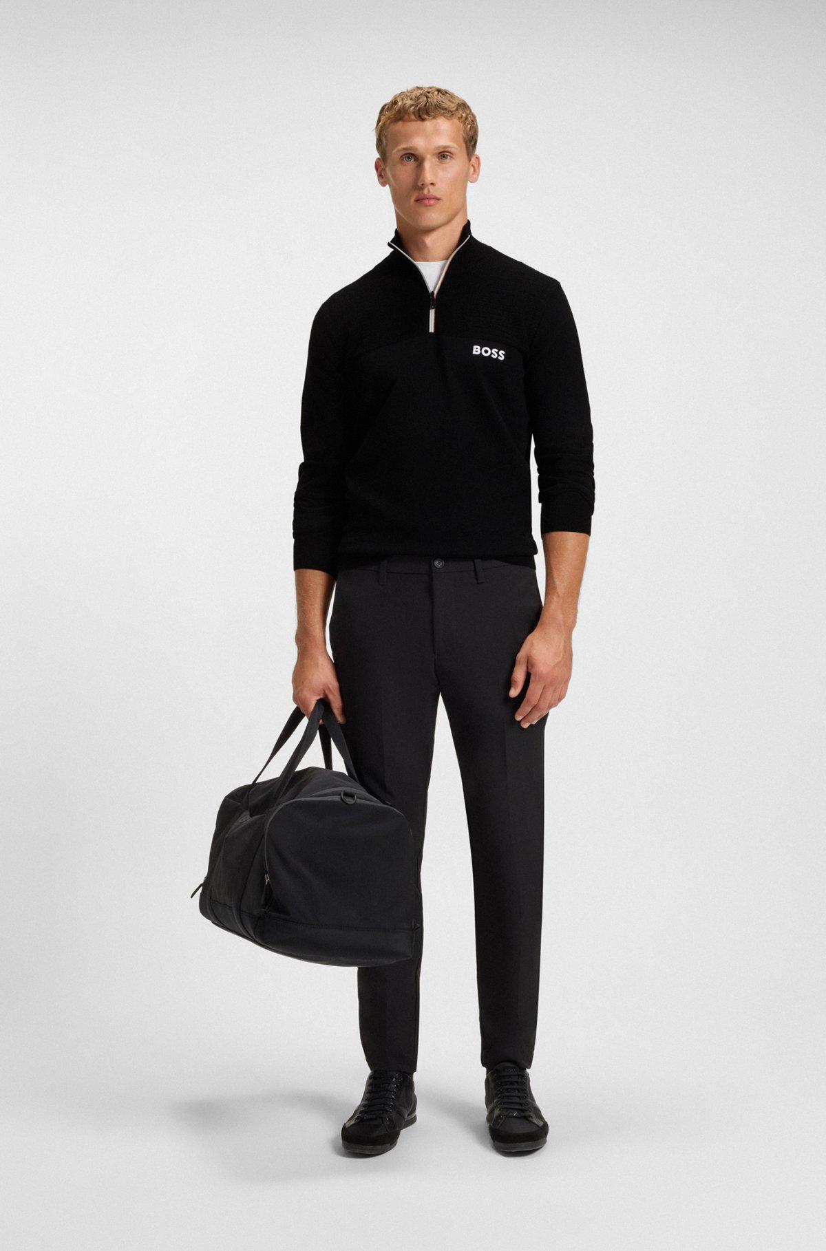 Water-repellent cotton sweater with zip neck Product Image