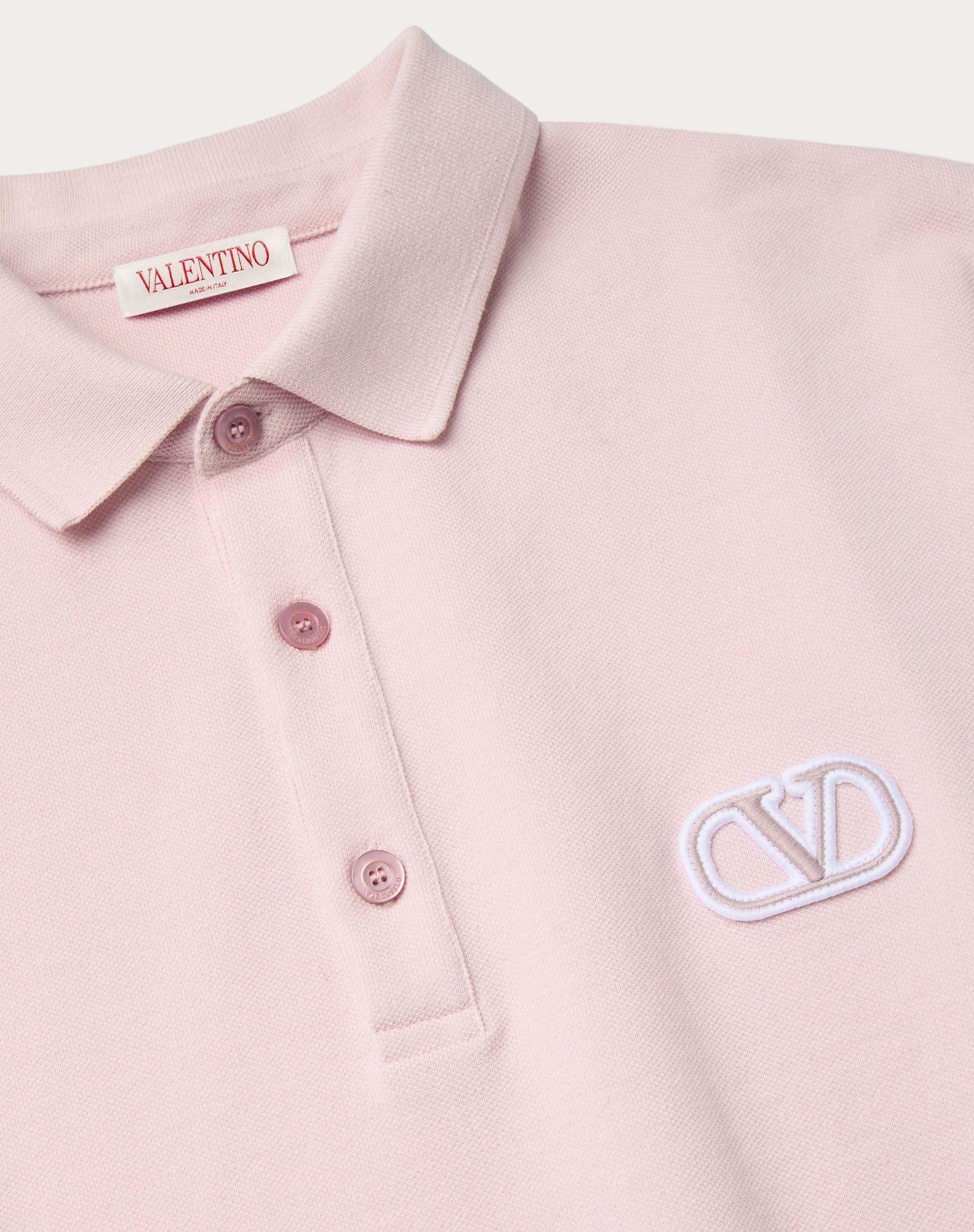 Cotton Piqué Polo Shirt With Vlogo Signature Patch Product Image