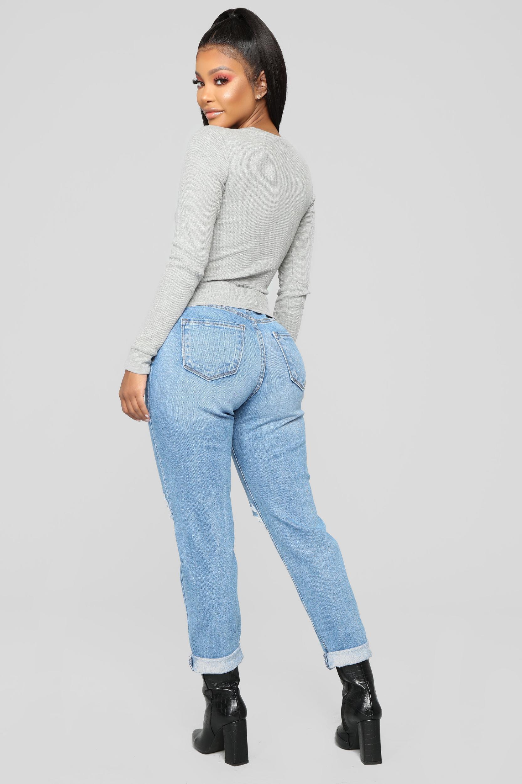 My Favorite Henley Top - HeatherGrey Product Image