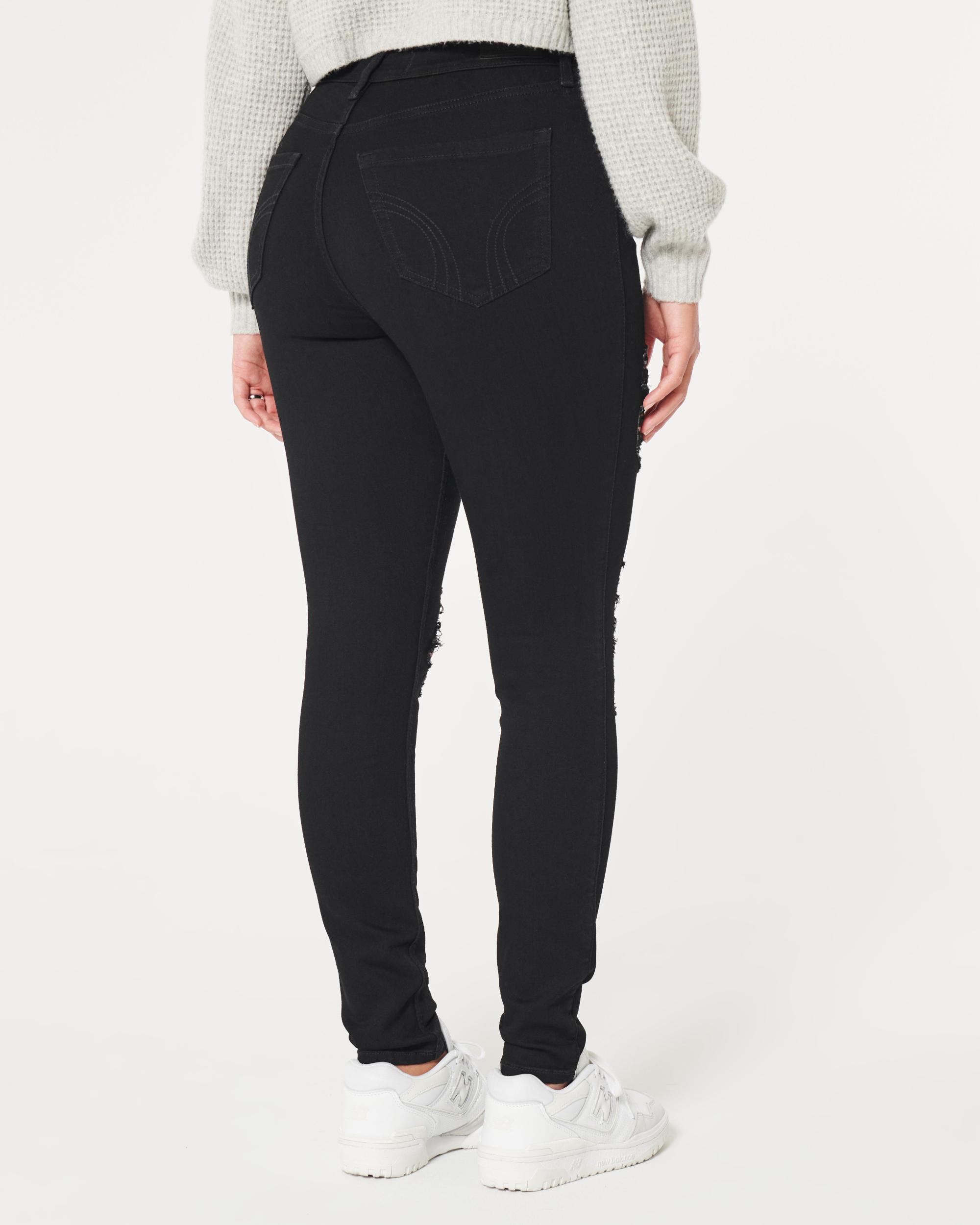 Curvy High-Rise Ripped Black Super Skinny Jeans Product Image