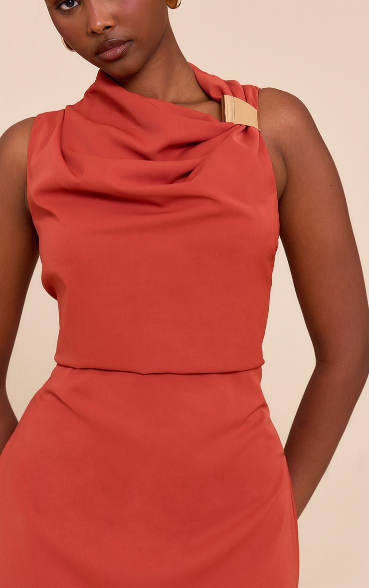 Burnt Orange Trim Shift Mini Dress Product Image