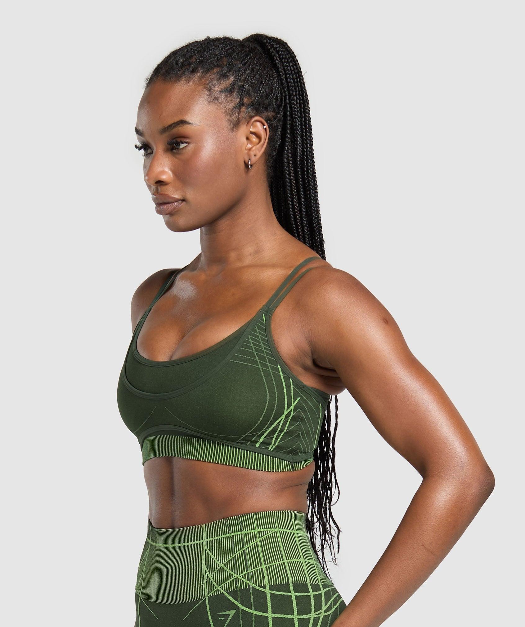 Gymshark Apex Seamless Strappy Sports Bra - Trail Green/Energy Gelato Green Female Product Image