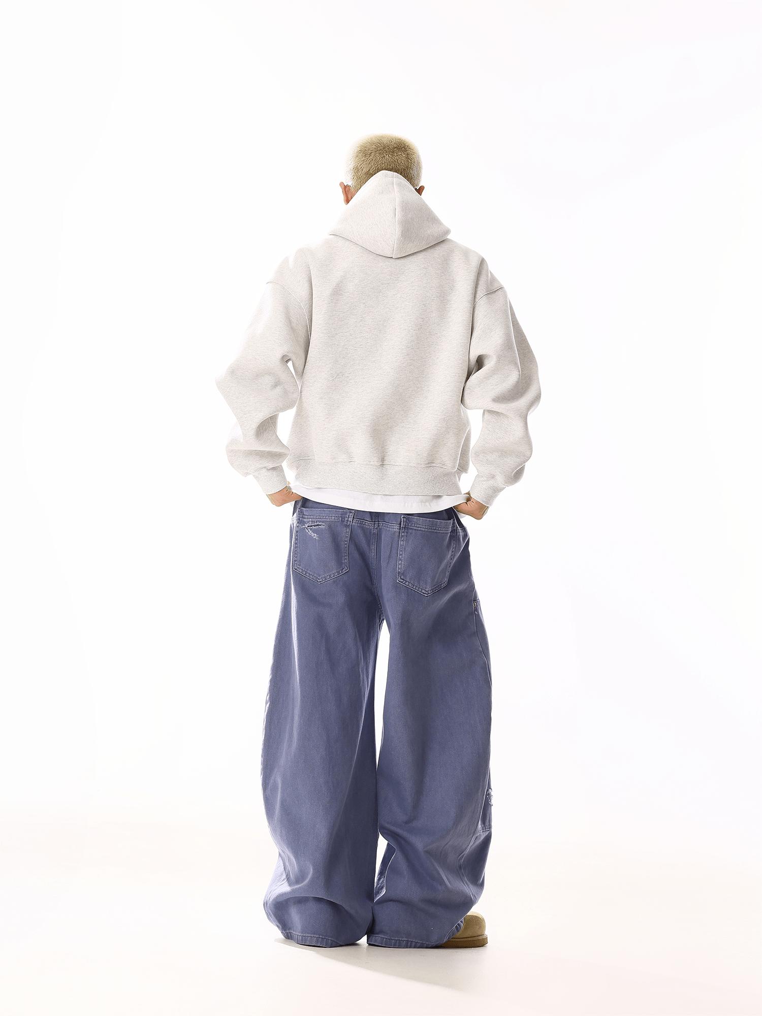 RT No. 19821 FRENCH PURPLE DISTRESSED BAGGY CARGO PANTS Product Image