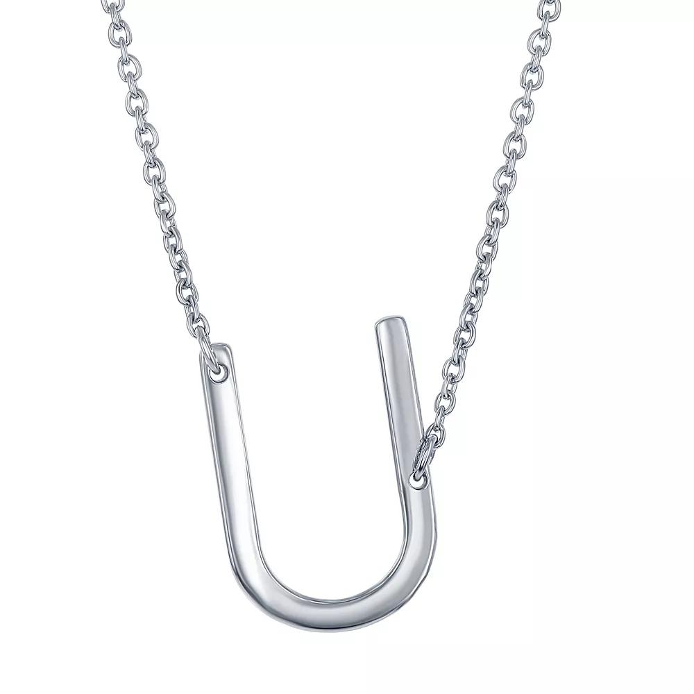 Sterling Silver Sideways Initial Necklace, Womens Sterling B Product Image
