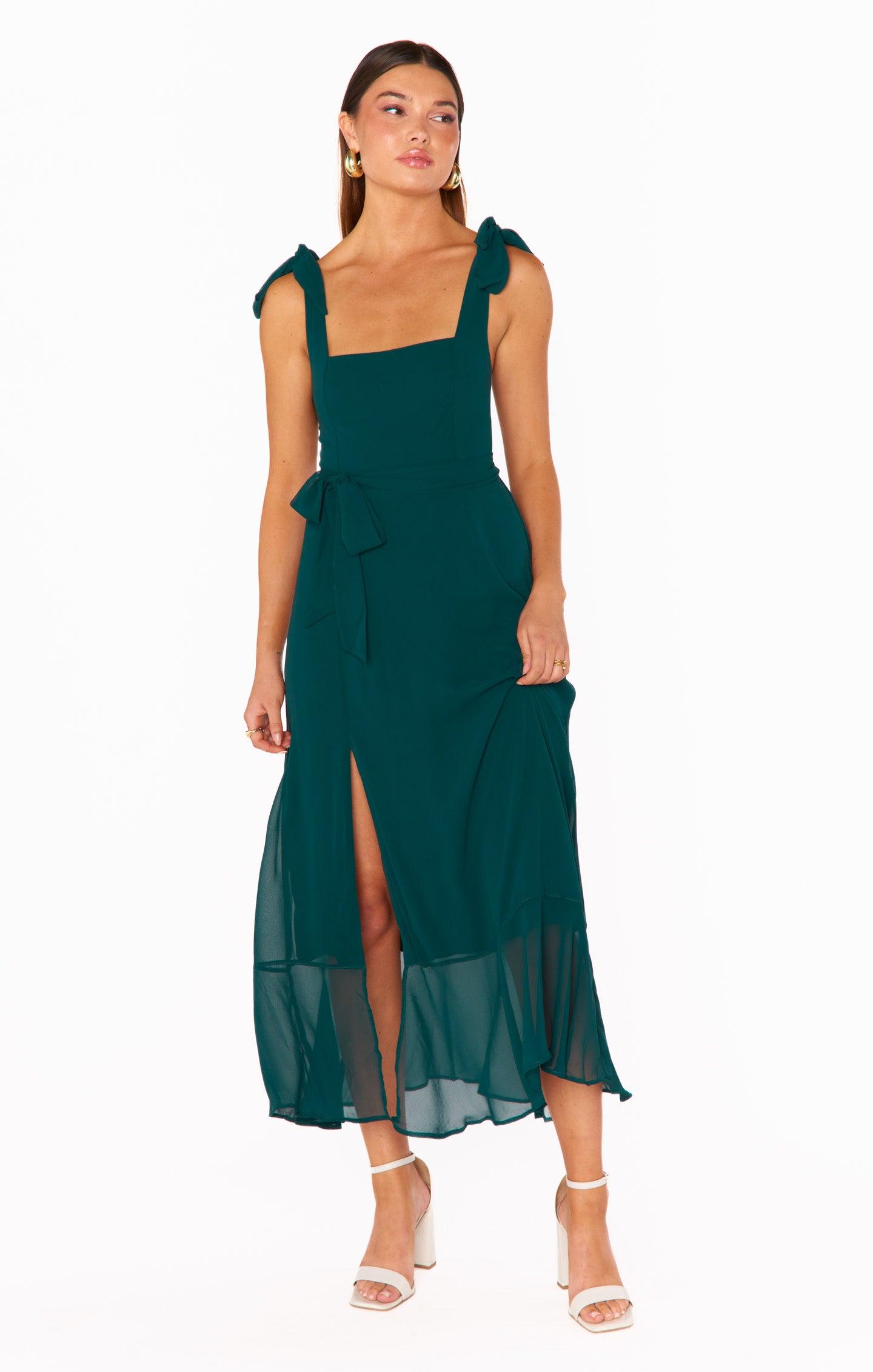 Claire Midi Dress ~ Emerald Chiffon Product Image