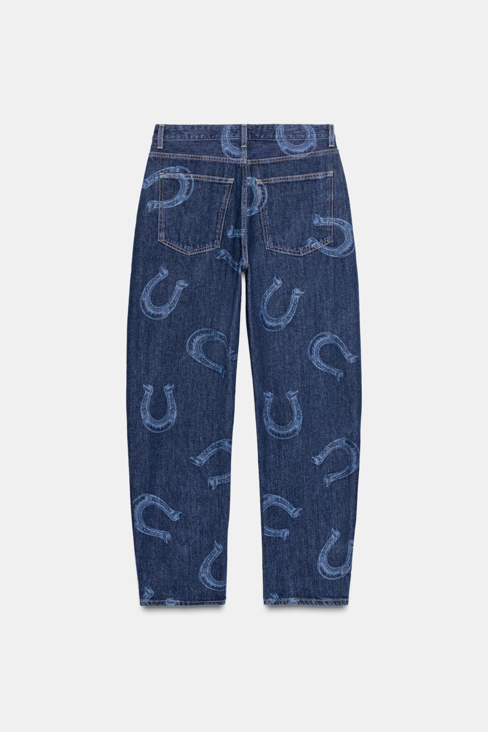 HIGH WAIST HORSESHOE TRF BARREL JEANS Product Image