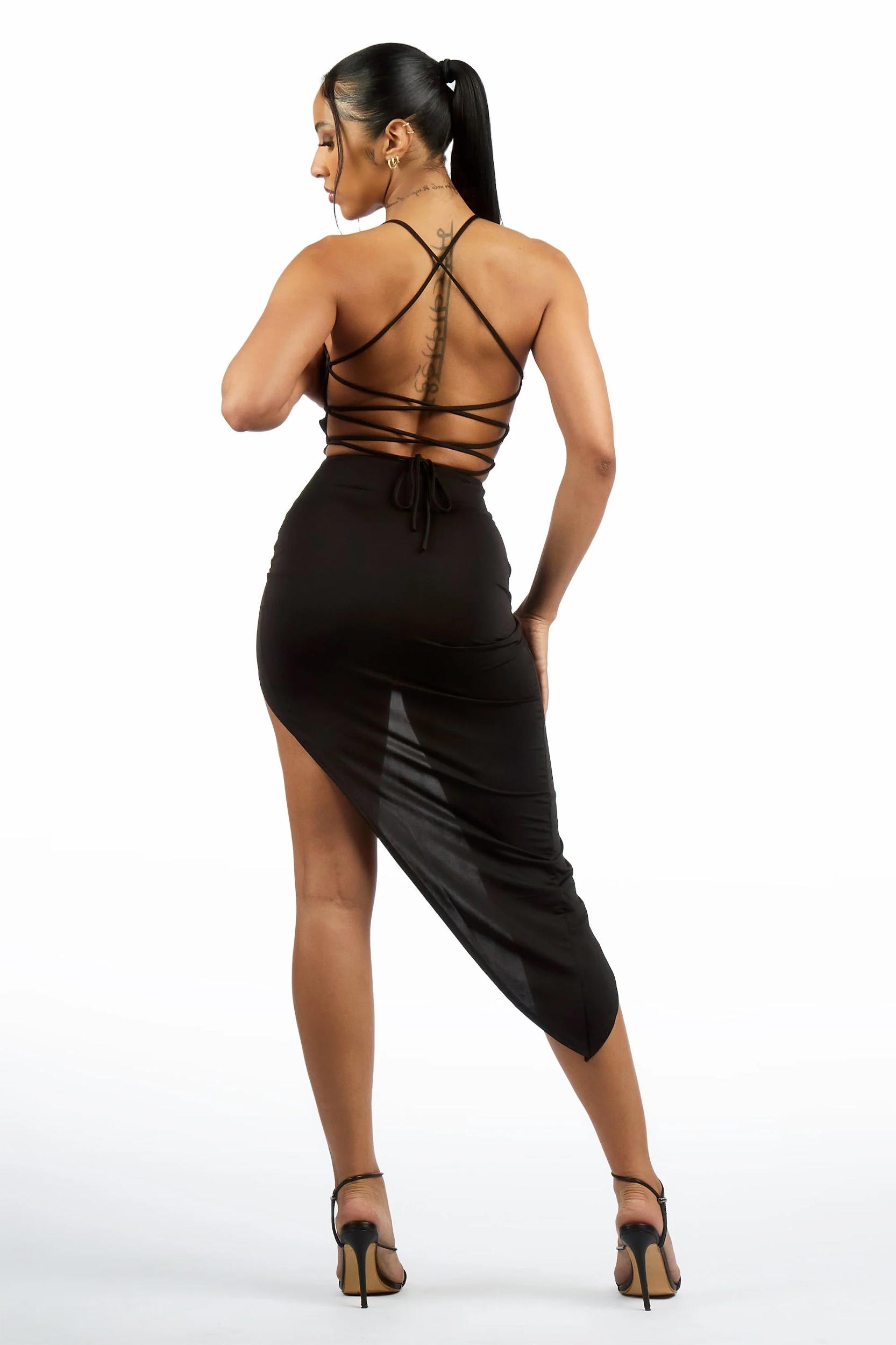 See-Me Black Layered Tank Dress Female Product Image