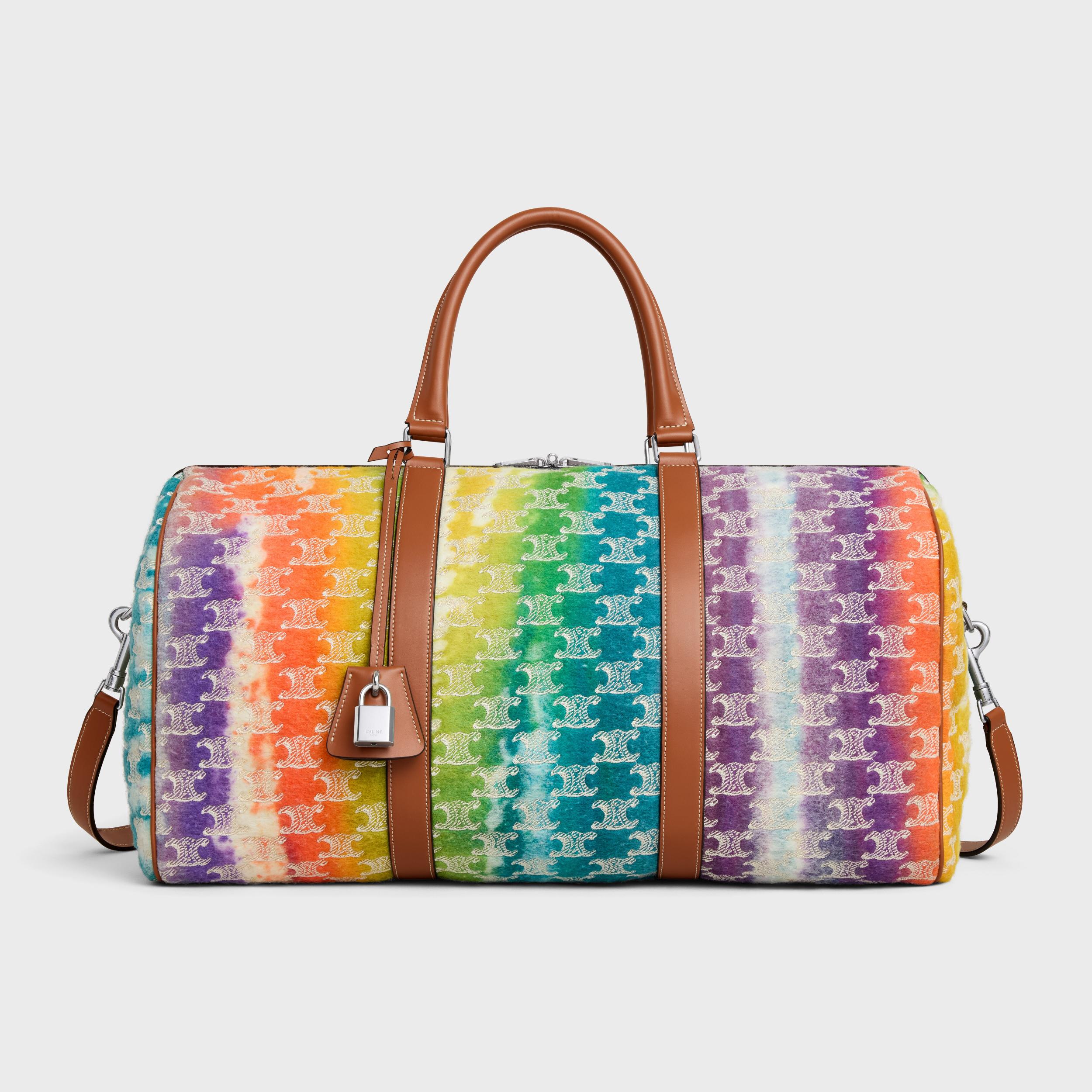 Medium Travel Bag IN TEXTILE WITH TRIOMPHE EMBROIDERIES AND CALFSKIN Product Image