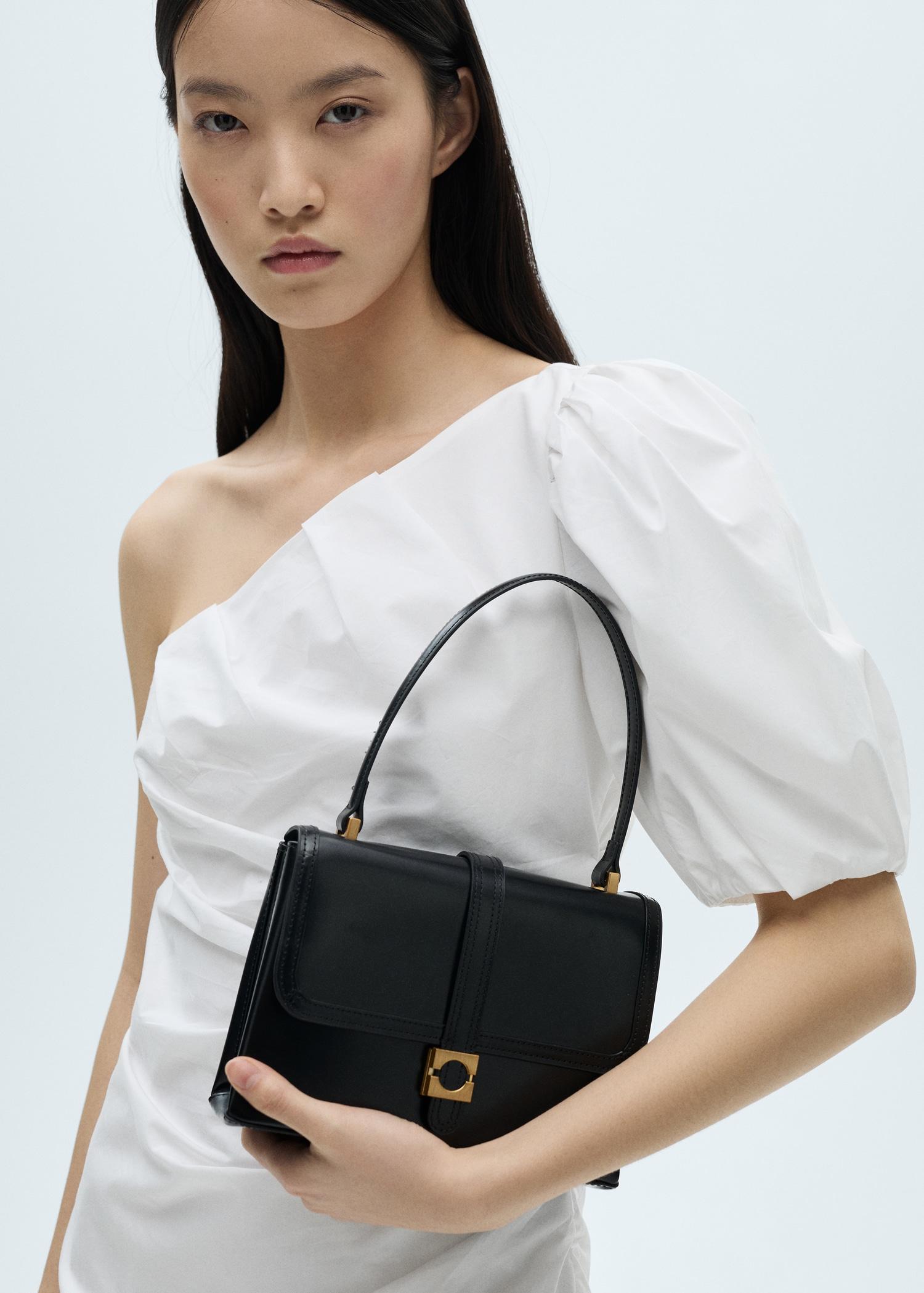 Asymmetrical puff-sleeve dress - Women | MANGO USA Product Image