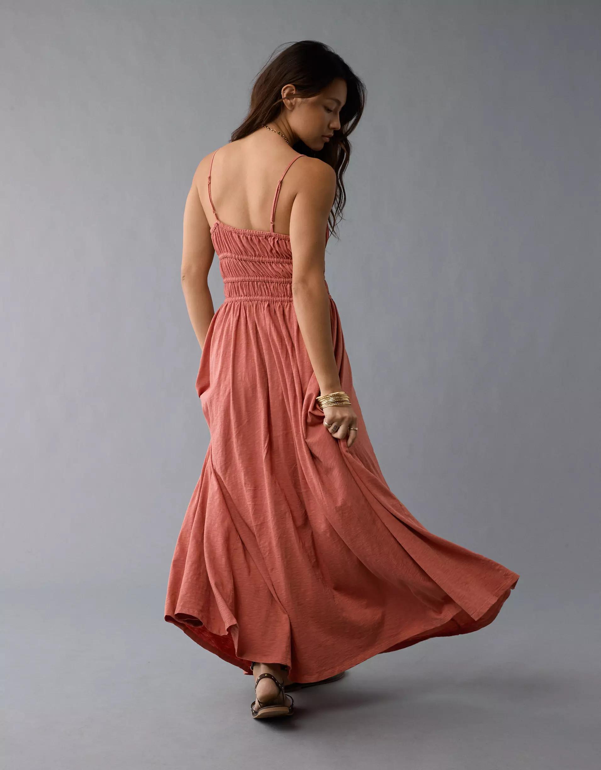 AE Sunchaser Knit Smocked Bodice Midi Dress Product Image