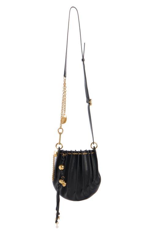 CHLOÉ Sea Treasures Embellished Pleated Leather Shoulder Bag In Black Product Image