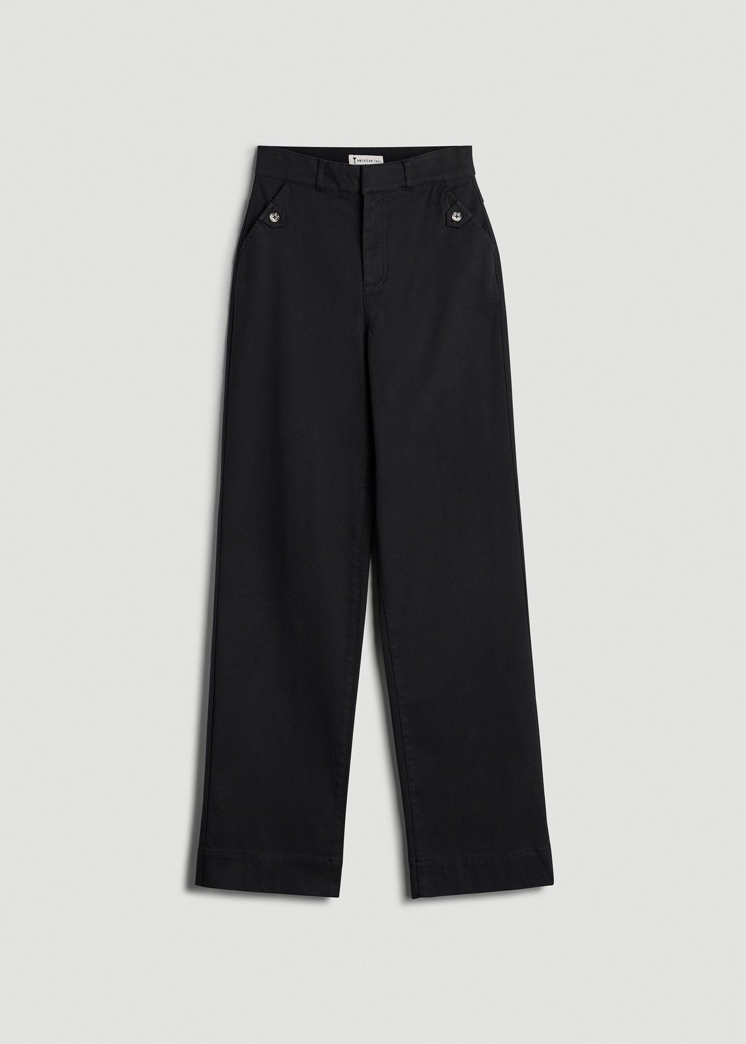 Stretch Twill Wide Leg Pant for Tall Women in Black Female Product Image
