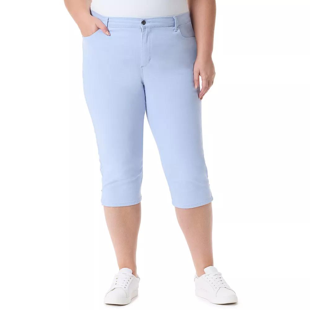 Plus Size Gloria Vanderbilt Amanda Slit Capri Pants, Womens Product Image