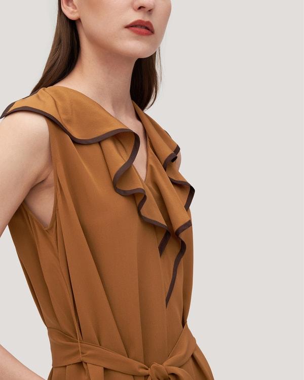 V-Neck Sleeveless Silk Orchid Dress Product Image