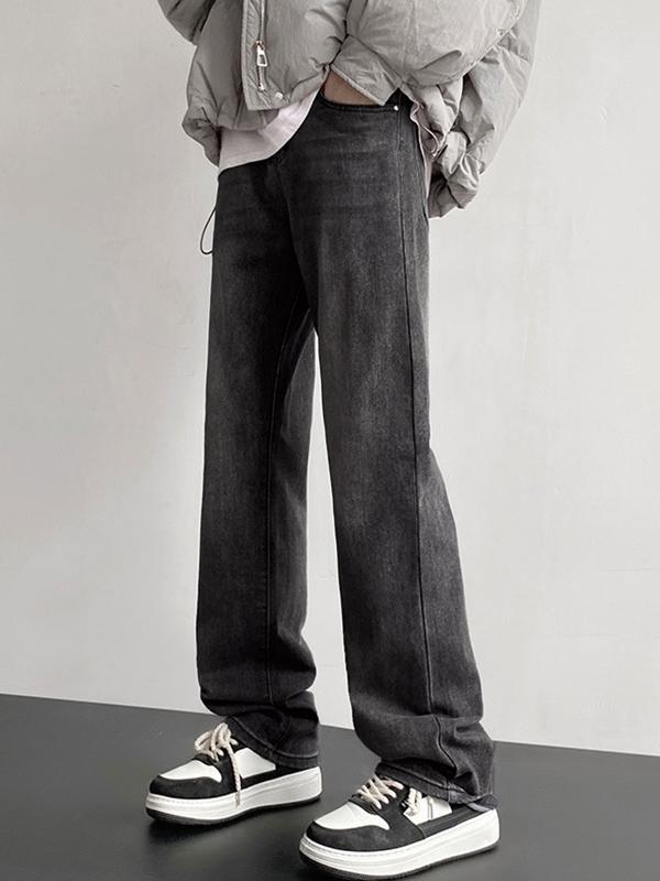 Men's Vintage Gray Wash Loose Jeans Product Image