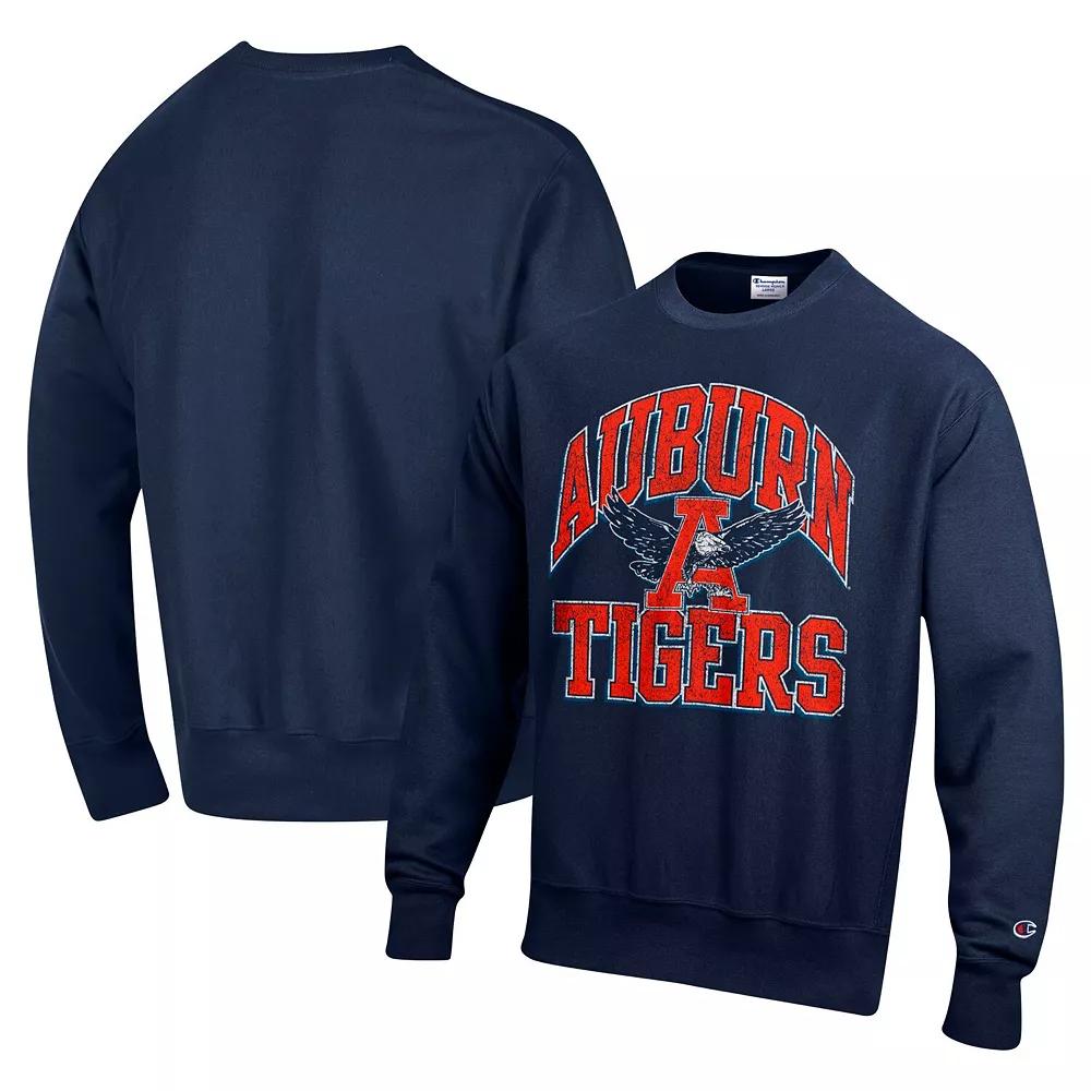 Men's Champion Navy Auburn Tigers Vault Late Night Reverse Weave Pullover Sweatshirt, Size: XL, Blue Product Image