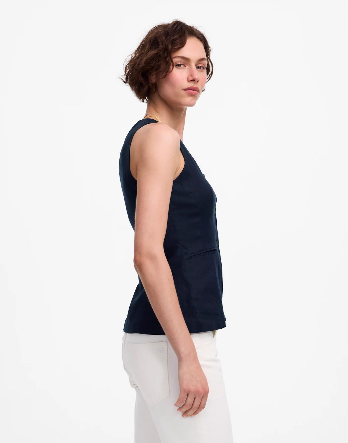 Linen Scoopneck Cutaway Vest Product Image