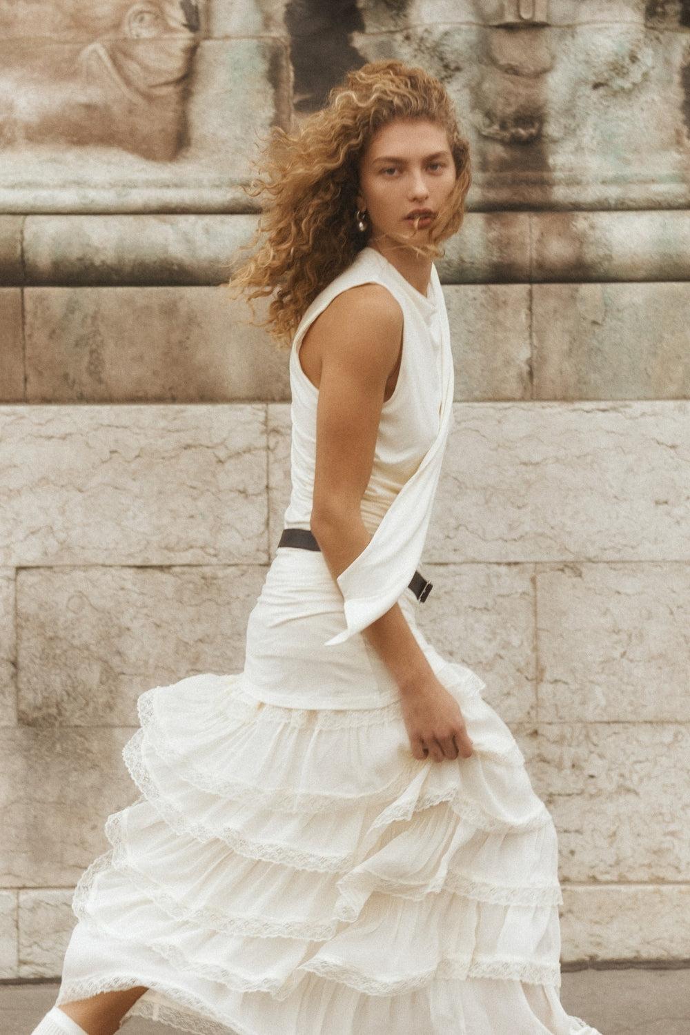 Thalia Midi Skirt Cream Product Image