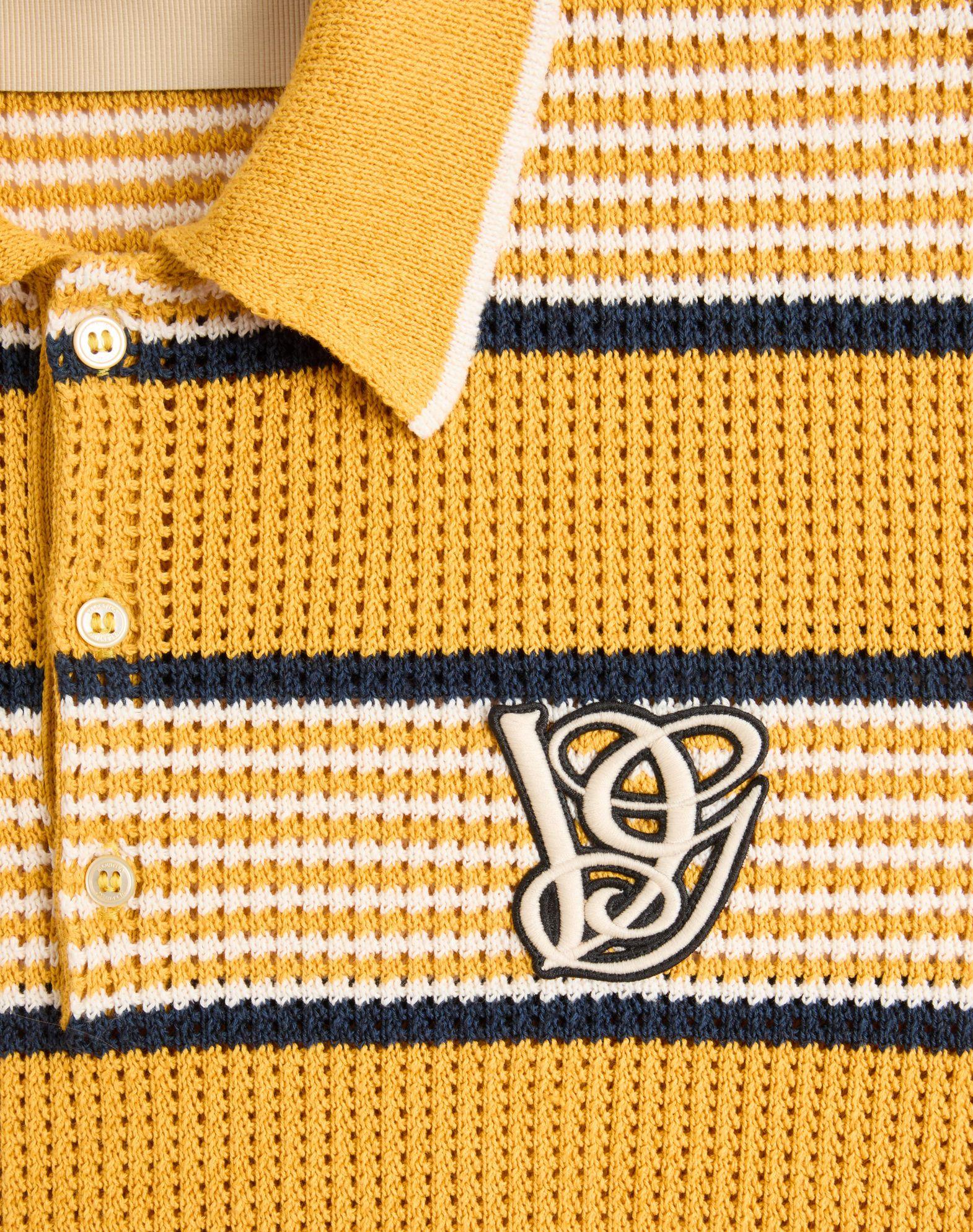 Long-Sleeved Linen And Cotton Polo Shirt With Vg Patch Product Image