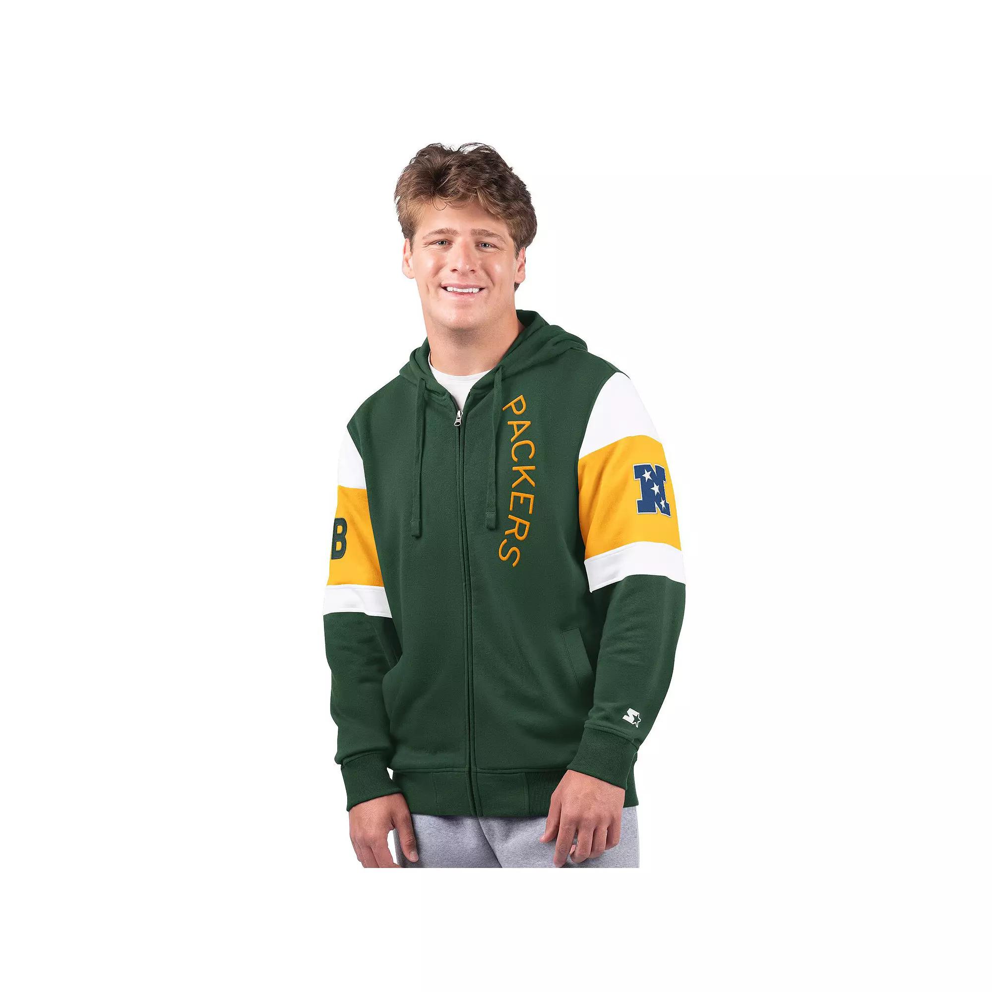 Men's Starter Green Green Bay Packers Extreme Vintage Logo Full-Zip Hoodie, Size: Medium Product Image