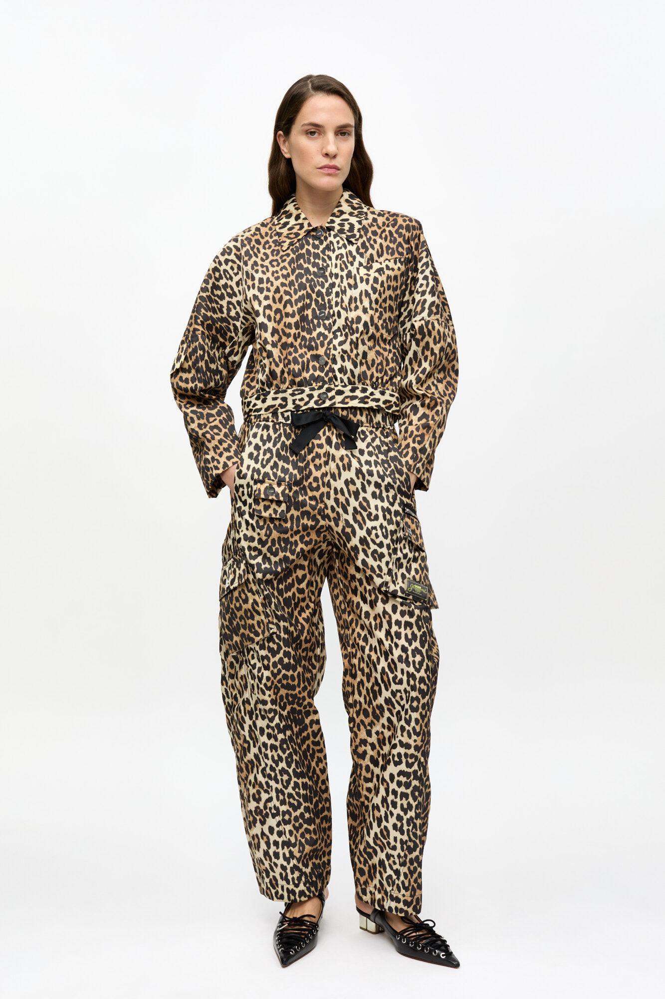 Leopard Duchesse Nylon Cropped Jacket Product Image