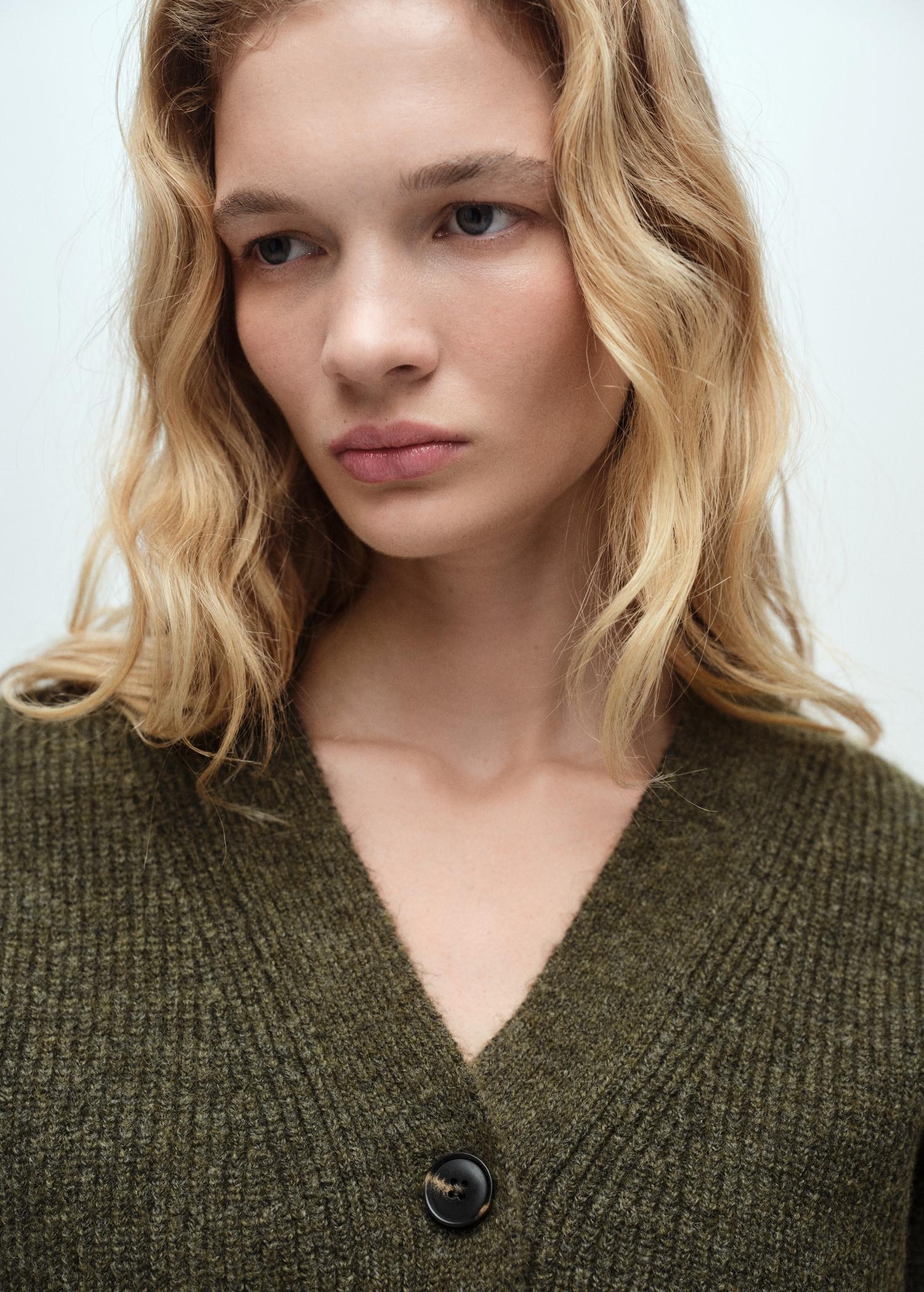 V-neck ribbed cardigan - Women | MANGO USA Product Image