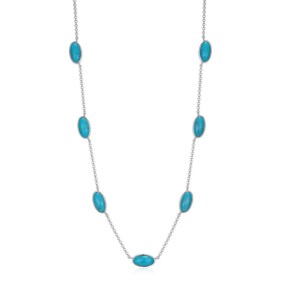 Sterling Silver Turquoise Station Necklace, Women's, Size: 24" Product Image