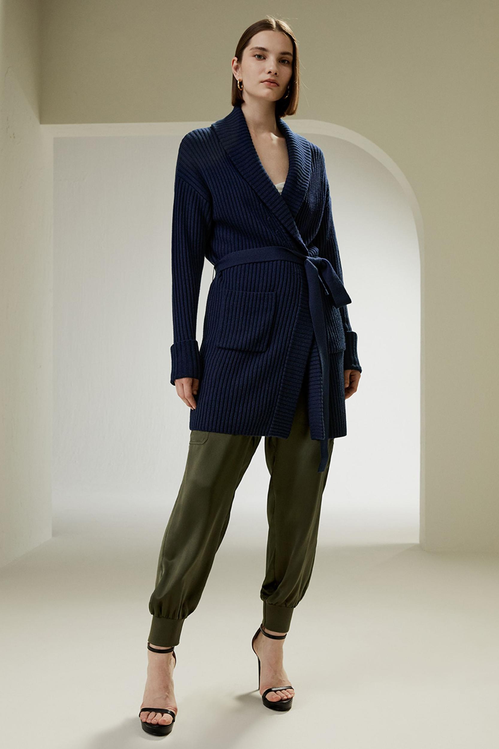 Merino Wool Shawl Collar Cardigan Product Image