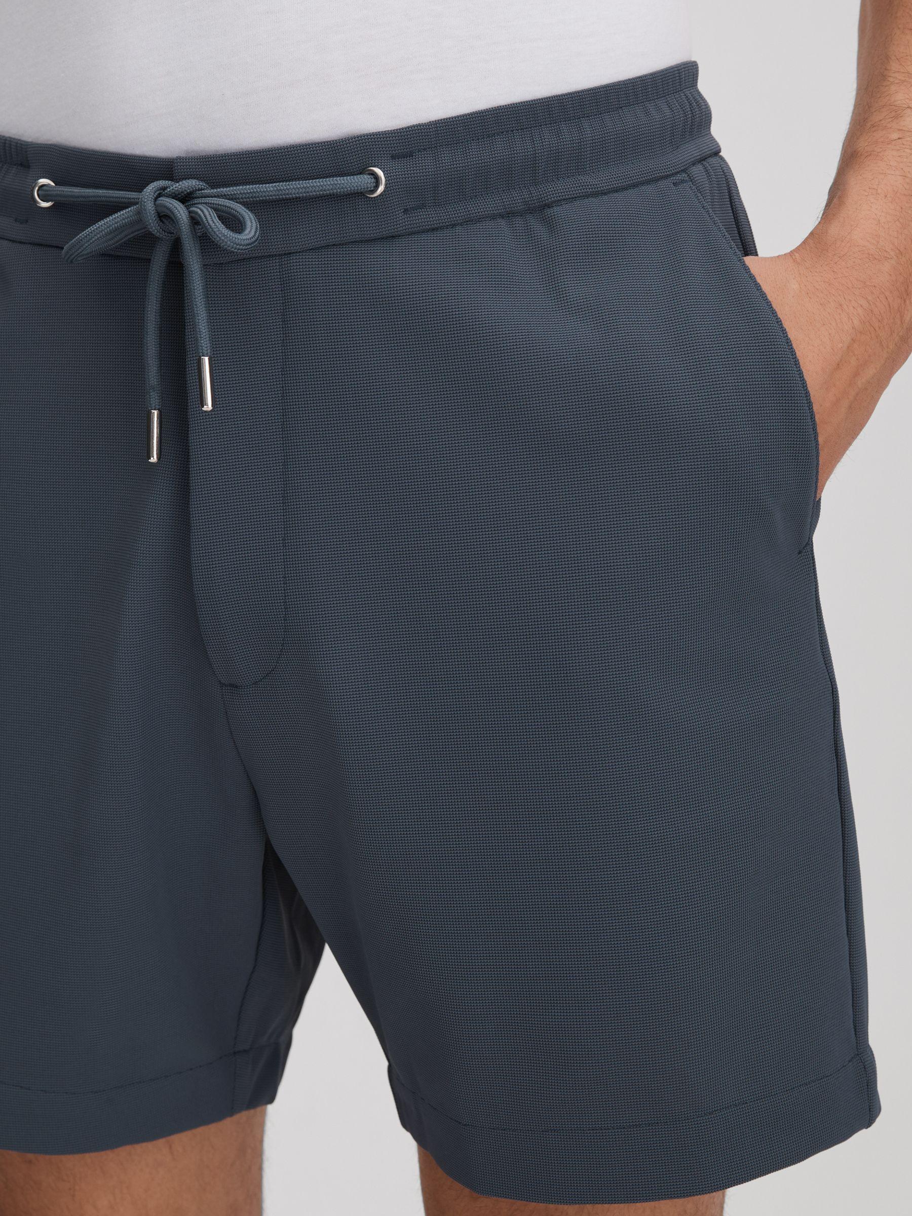 Textured Drawstring Shorts in Airforce Blue Product Image