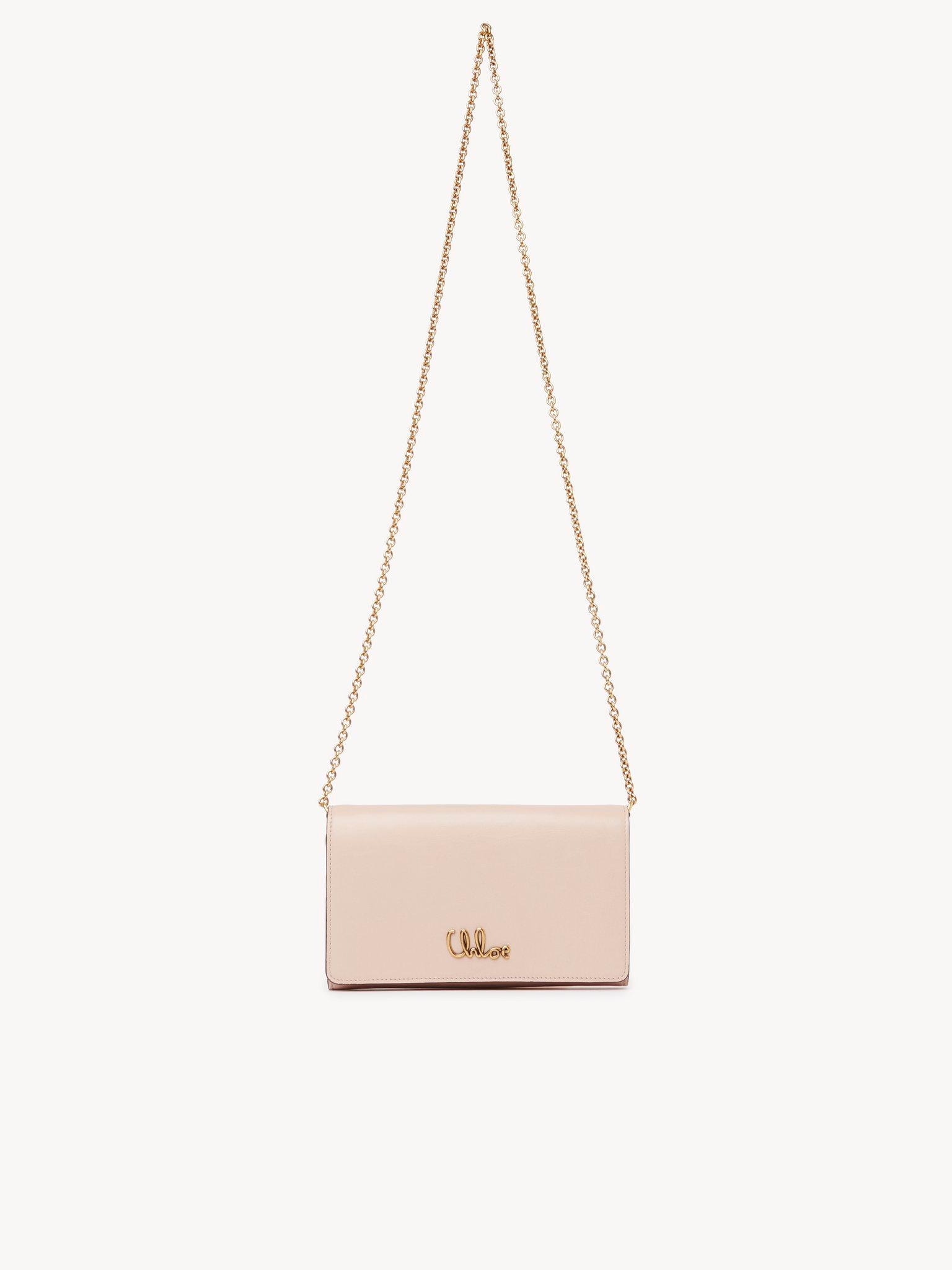 Chloé Iconic flap wallet on chain in shiny leather Product Image