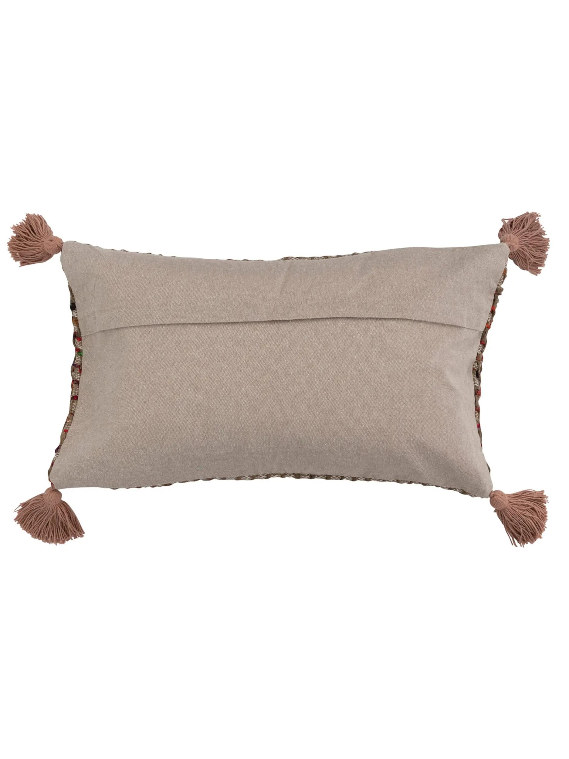 Cotton Patti Pillow - Embroidered Pink Flower Product Image