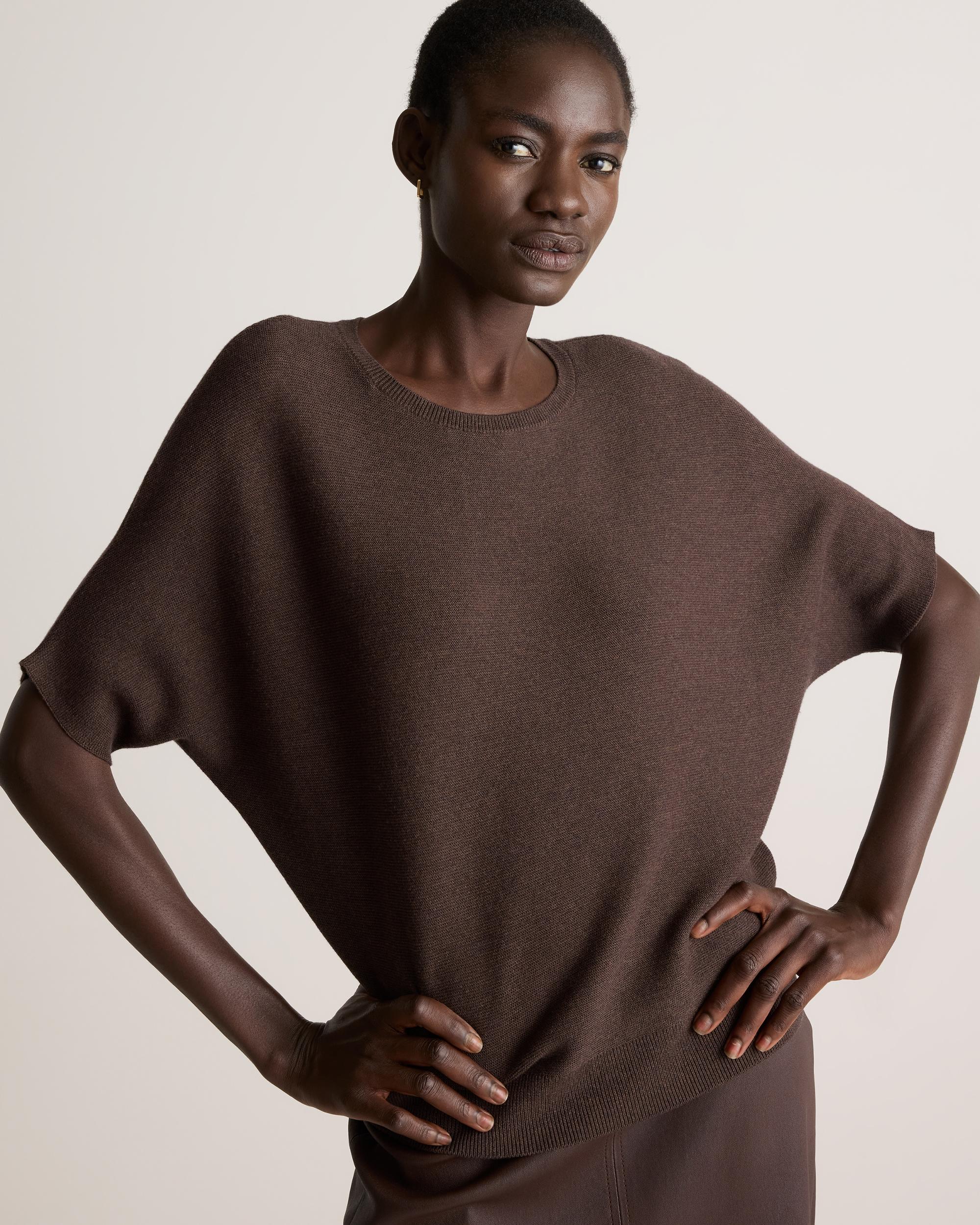 Quince | Women's Lightweight Cotton Cashmere Link-Stitch Dolman Sweater Size XS Product Image